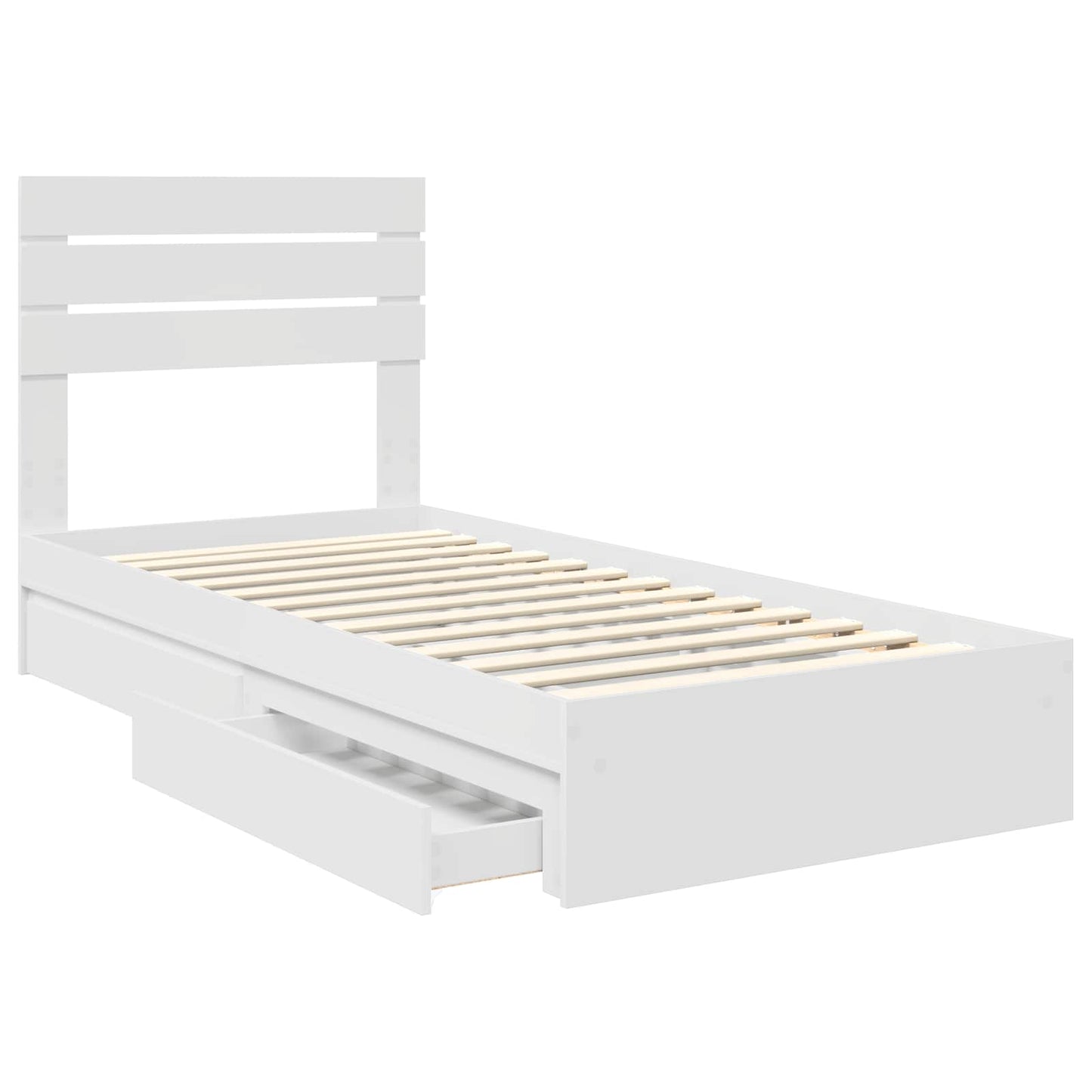 Storage Bed with Headboard White 75 x 190 cm Engineered Wood