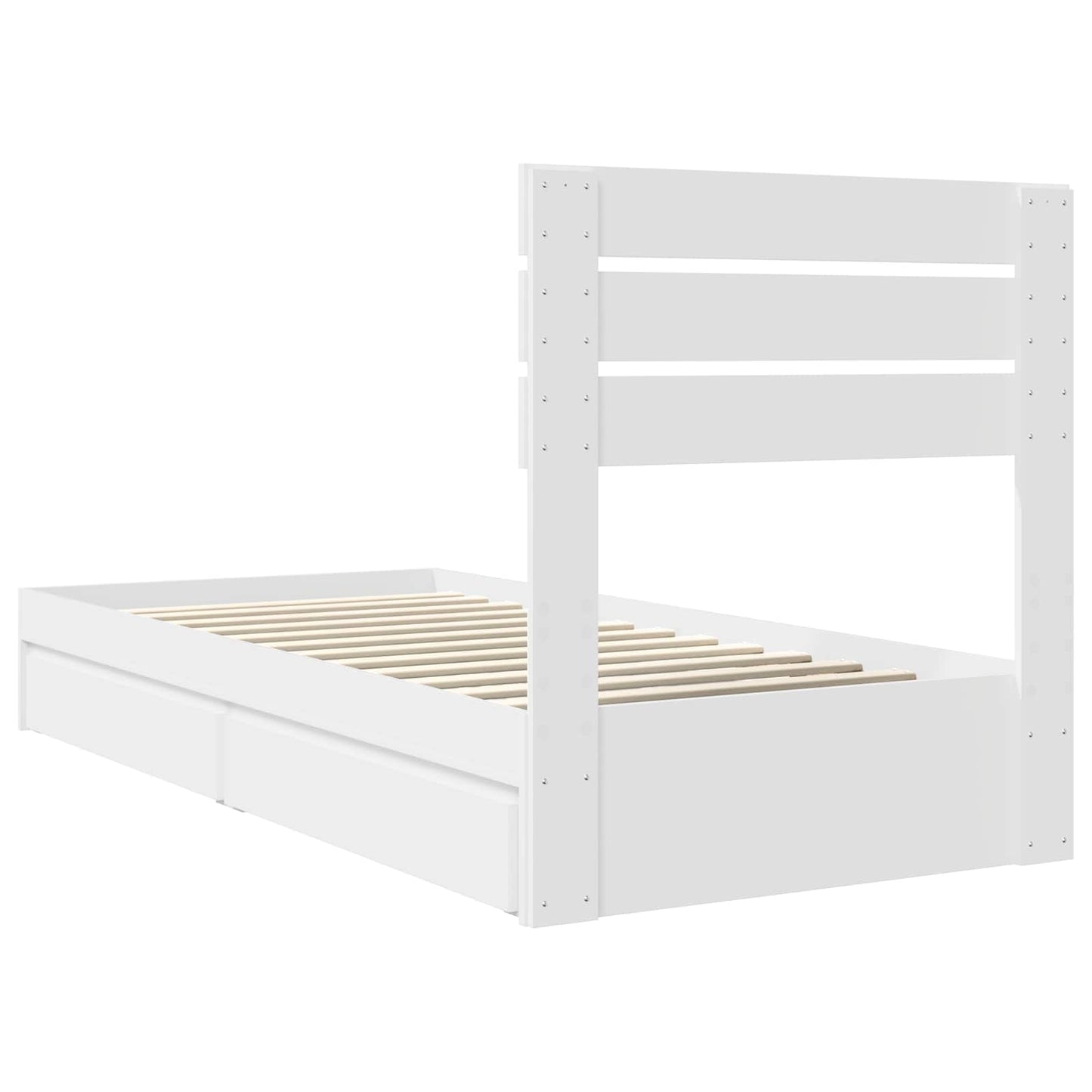 Storage Bed with Headboard White 75 x 190 cm Engineered Wood