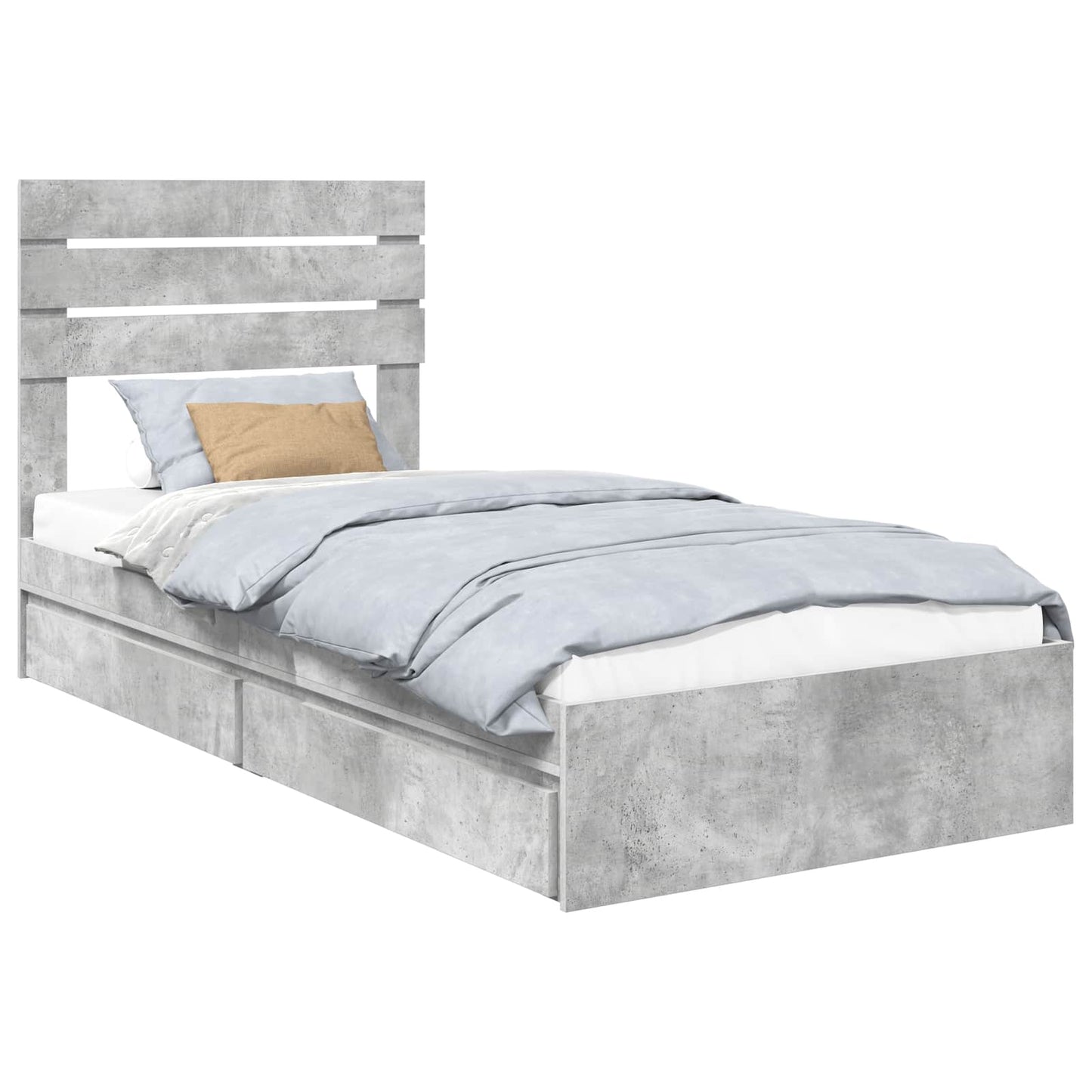 Storage Bed Concrete Grey 70 x 190 cm Engineered Wood