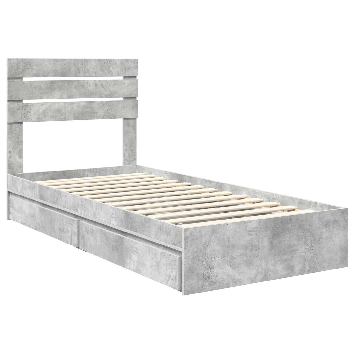 Storage Bed Concrete Grey 70 x 190 cm Engineered Wood