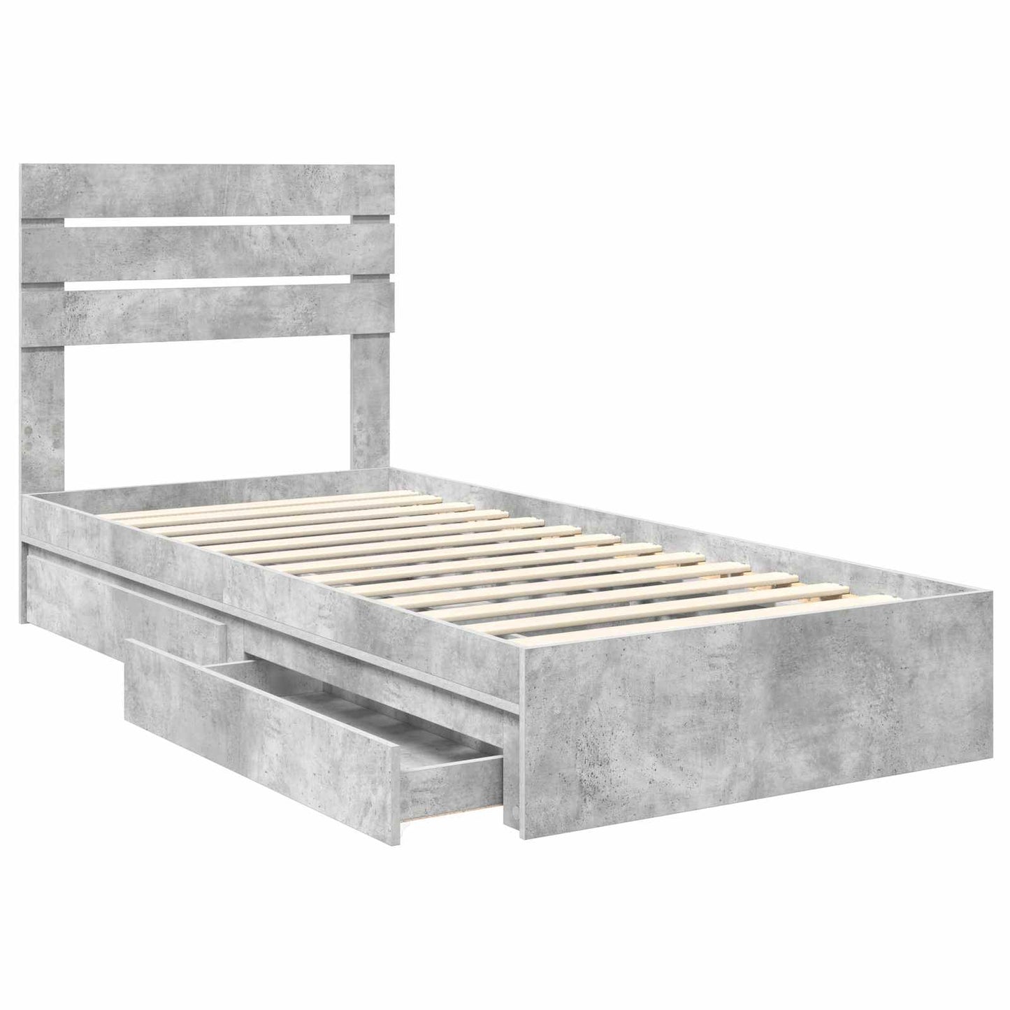 Storage Bed Concrete Grey 70 x 190 cm Engineered Wood