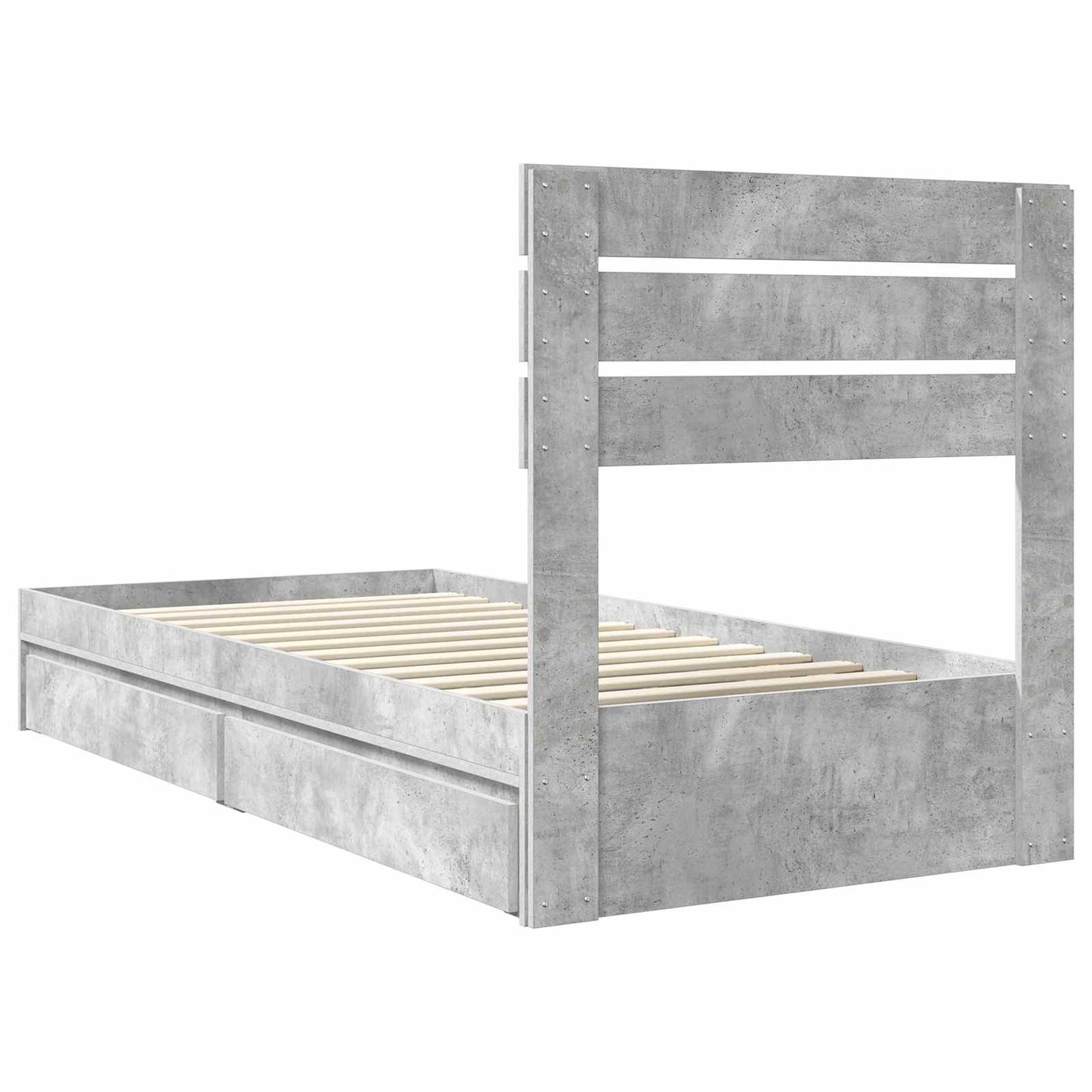 Storage Bed Concrete Grey 70 x 190 cm Engineered Wood