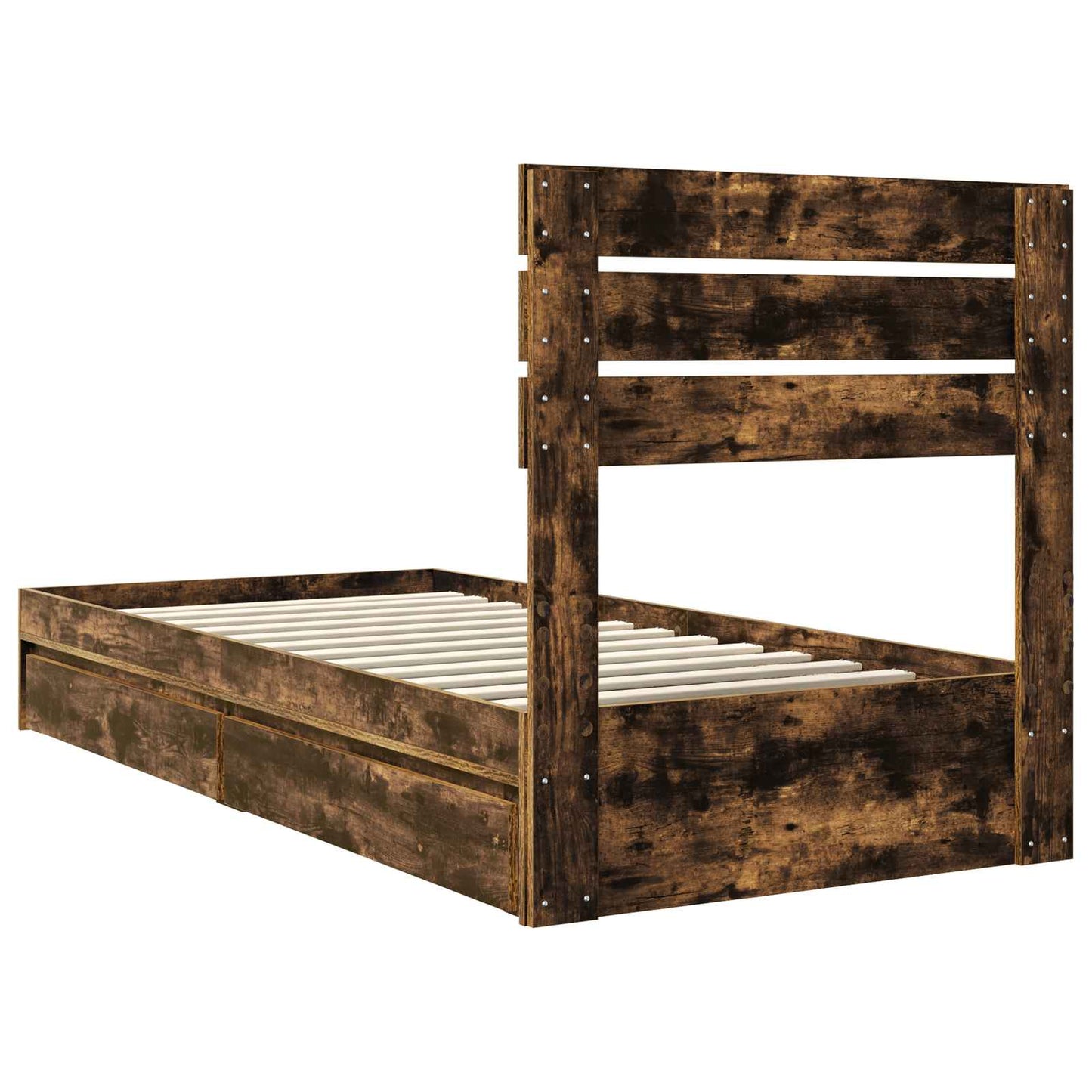 Storage Bed with Drawer Smoked Oak 75 x 190 cm Engineered Wood