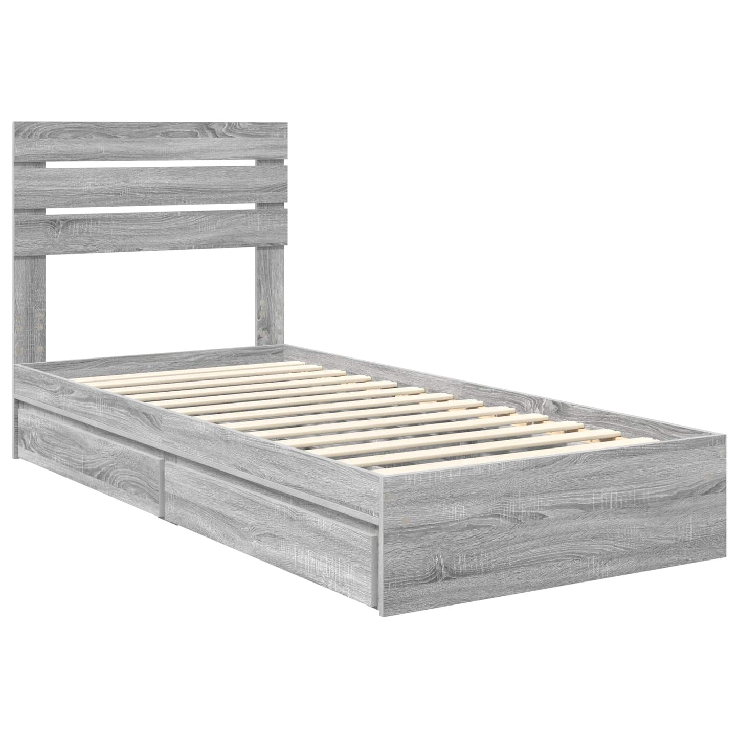 Storage Bed with Drawer Grey Sonoma 75 x 190 cm Engineered Wood