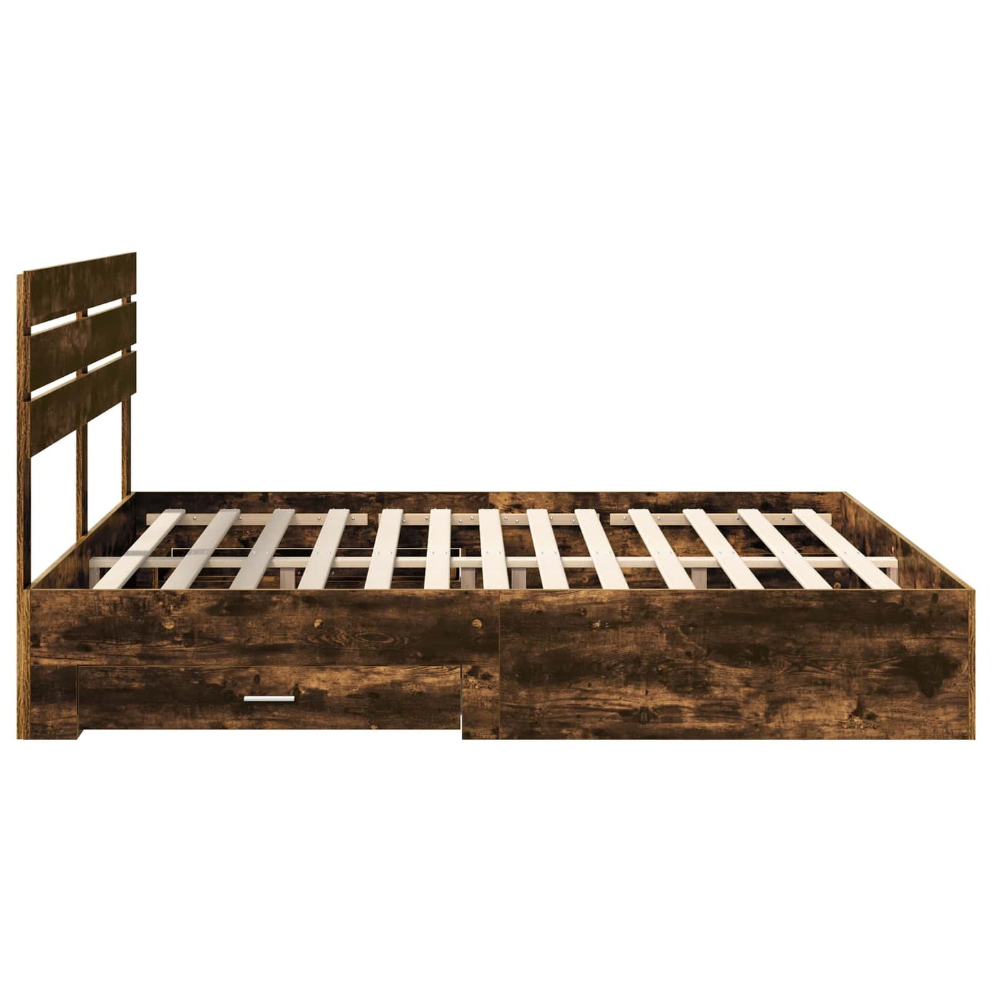 Bed Frame with Drawer Smoked Oak 200 x 200 cm Engineered Wood