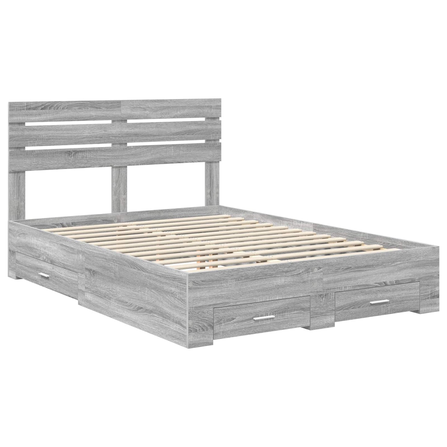 Bed Frame with Drawer Grey Sonoma 160 x 200 cm Engineered Wood