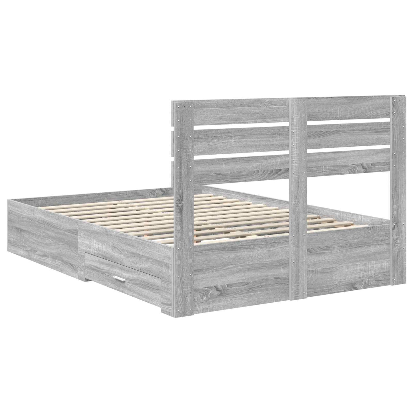 Bed Frame with Drawer Grey Sonoma 160 x 200 cm Engineered Wood