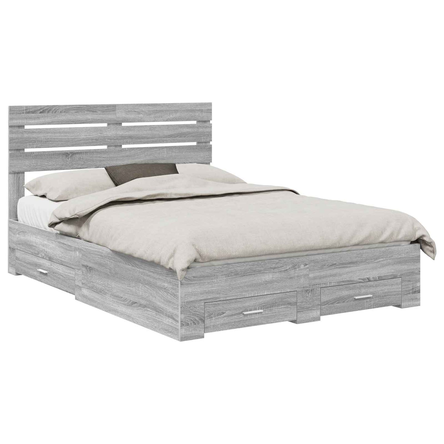 Bed Frame with Drawer Grey Sonoma 140 x 200 cm Engineered Wood