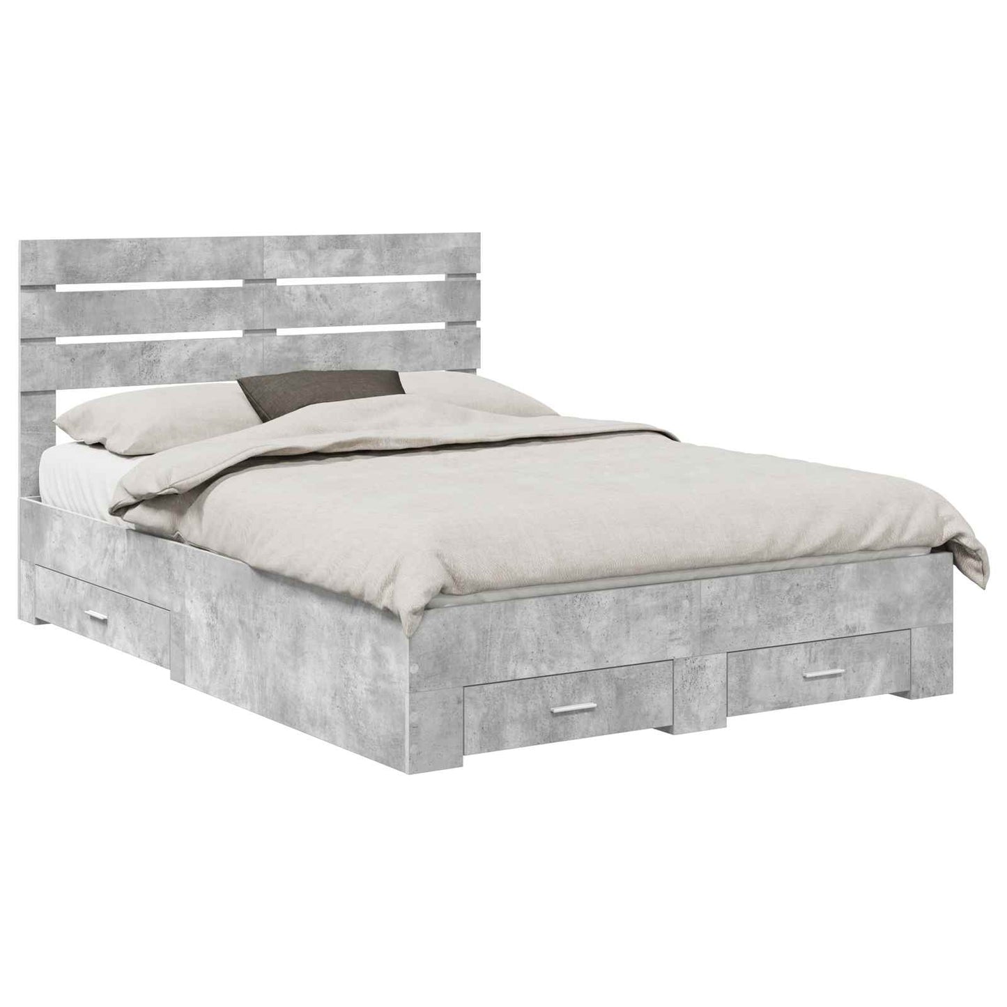Bed Frame with Drawer with Headboard Manual Engineered Wood