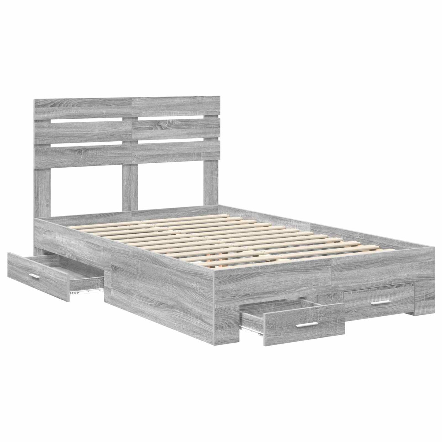 Bed Frame with Drawer Grey Sonoma 135 x 190 cm Engineered Wood