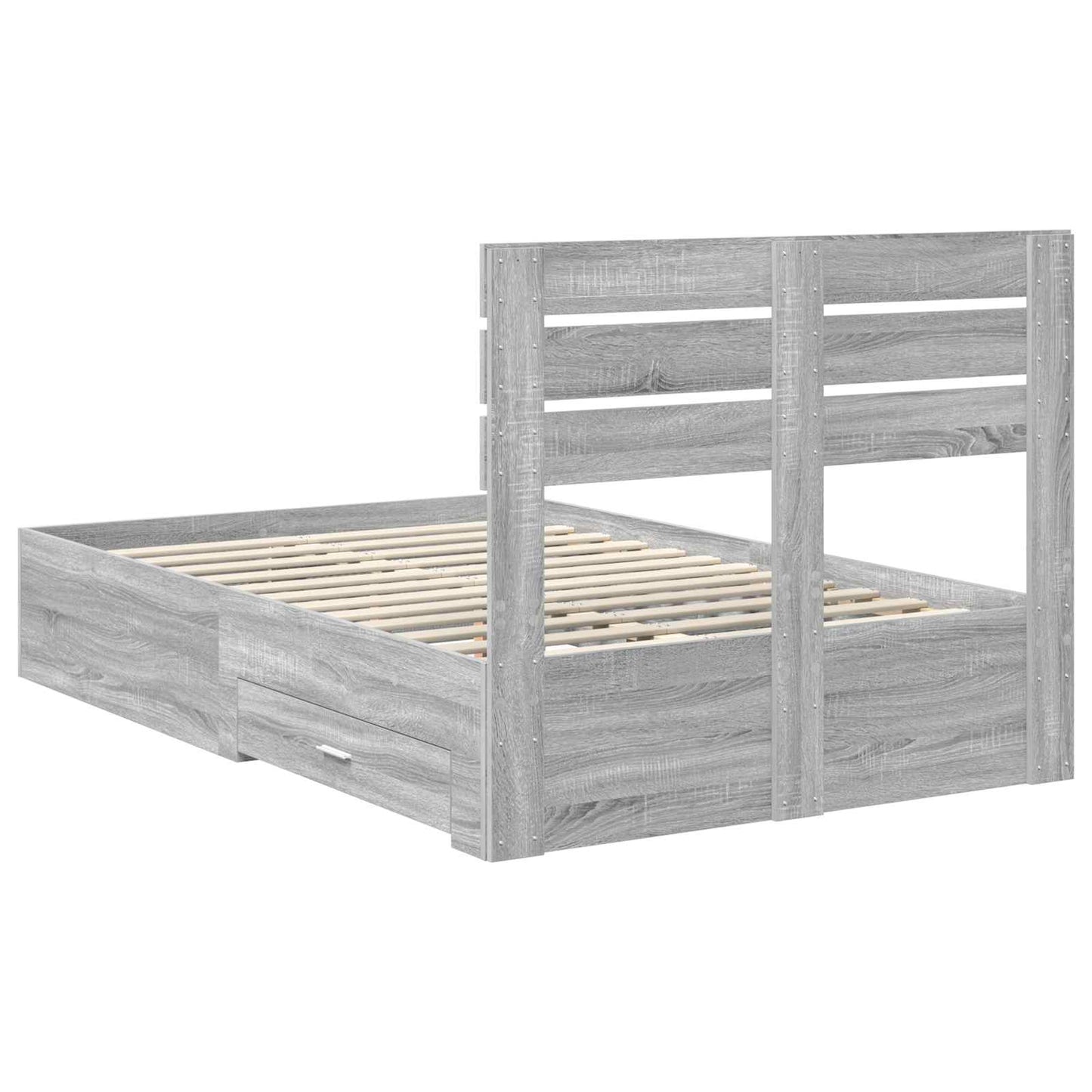Bed Frame with Drawer Grey Sonoma 135 x 190 cm Engineered Wood