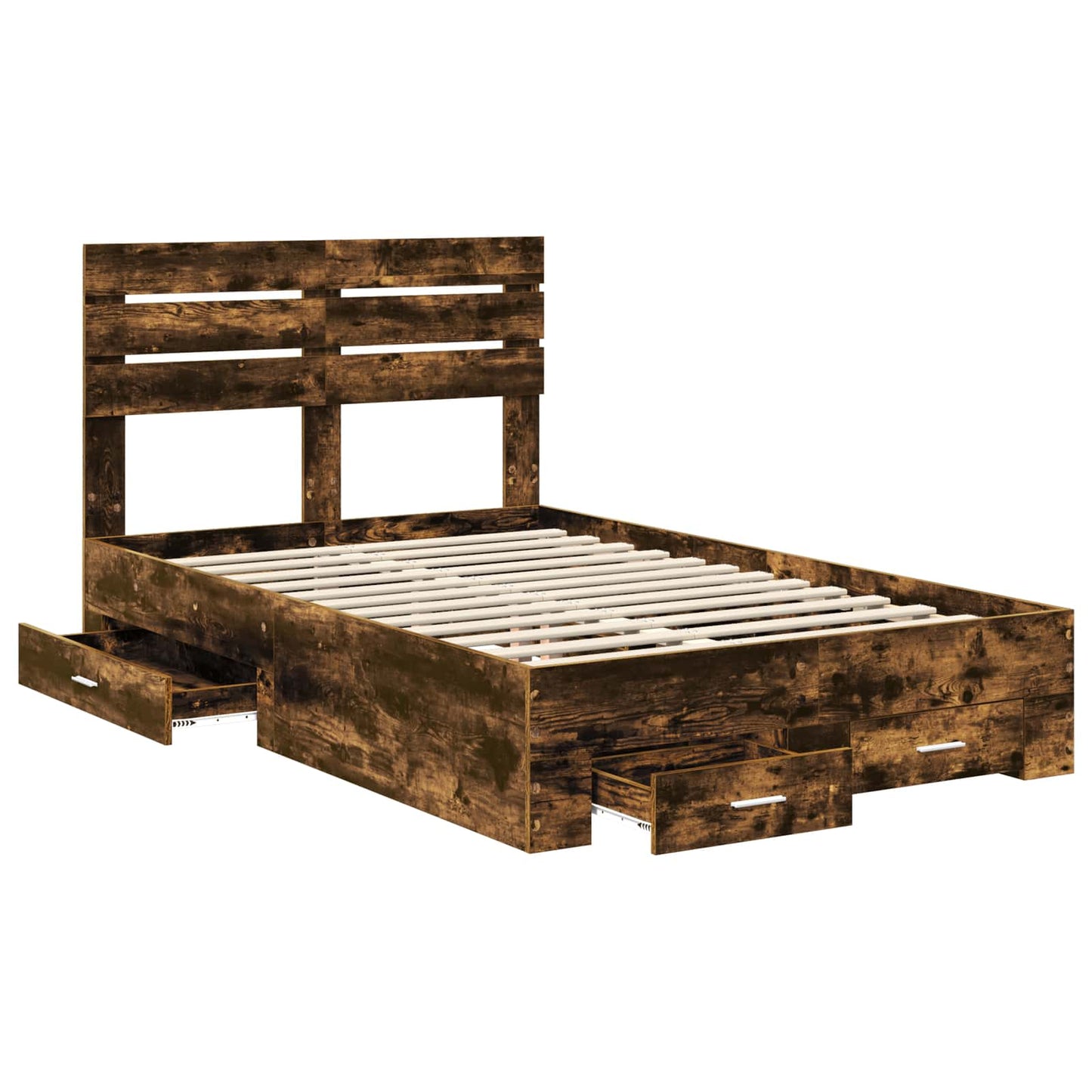 Bed Frame with Drawer Smoked Oak 120 x 190 cm Engineered Wood