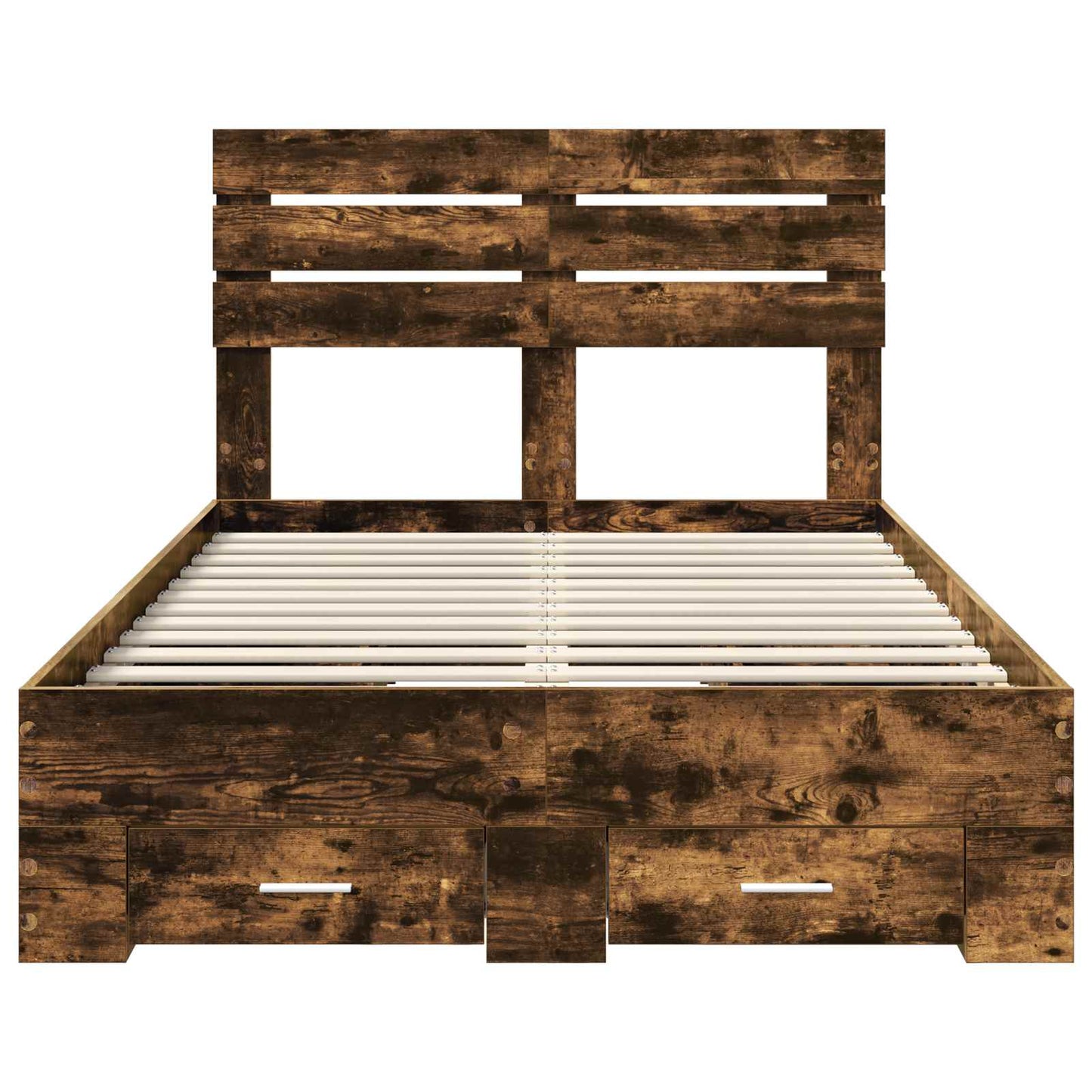 Bed Frame with Drawer Smoked Oak 120 x 190 cm Engineered Wood