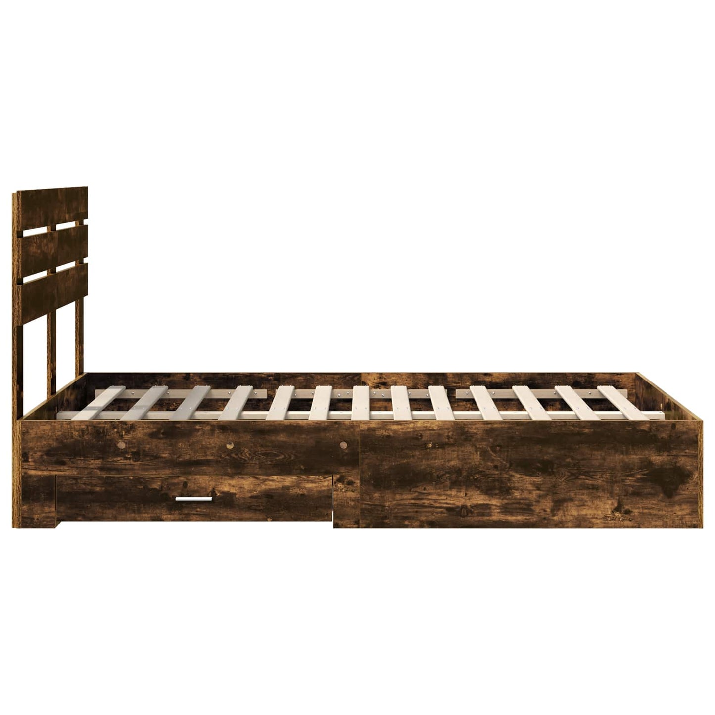 Bed Frame with Drawer Smoked Oak 120 x 190 cm Engineered Wood