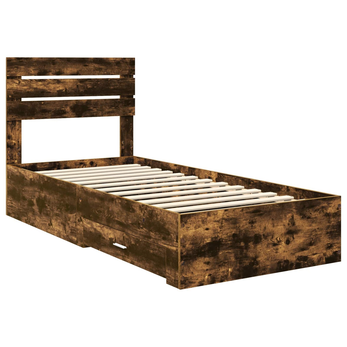 Bed Frame with Drawer Smoked Oak 100 x 200 cm Engineered Wood