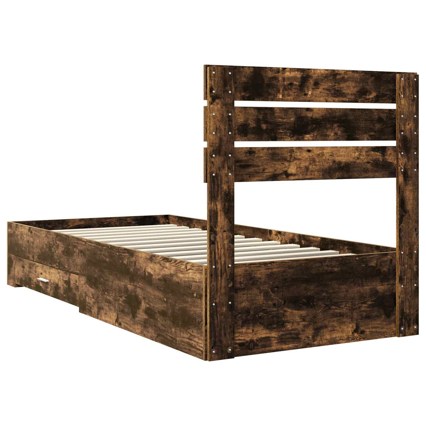 Bed Frame with Drawer Smoked Oak 100 x 200 cm Engineered Wood