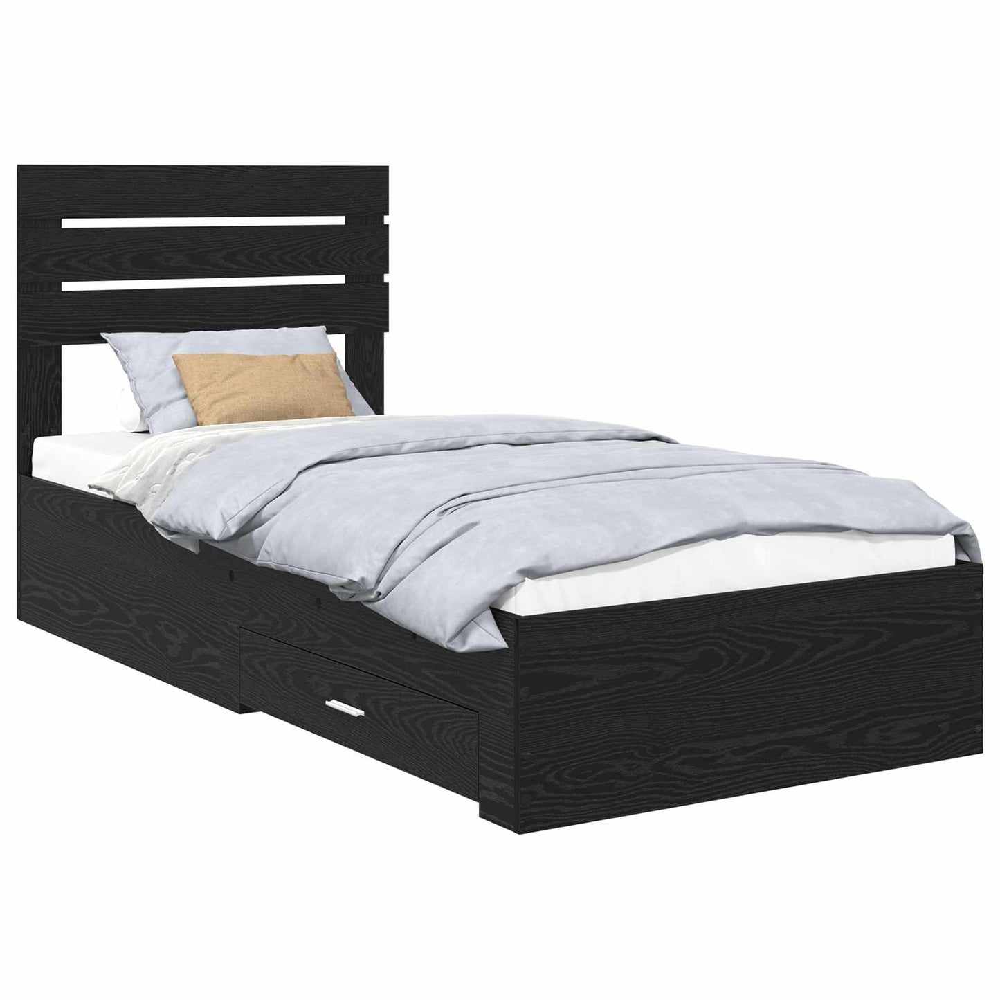 Bed Frame with Headboard Black Oak 90 x 200 cm Engineered Wood