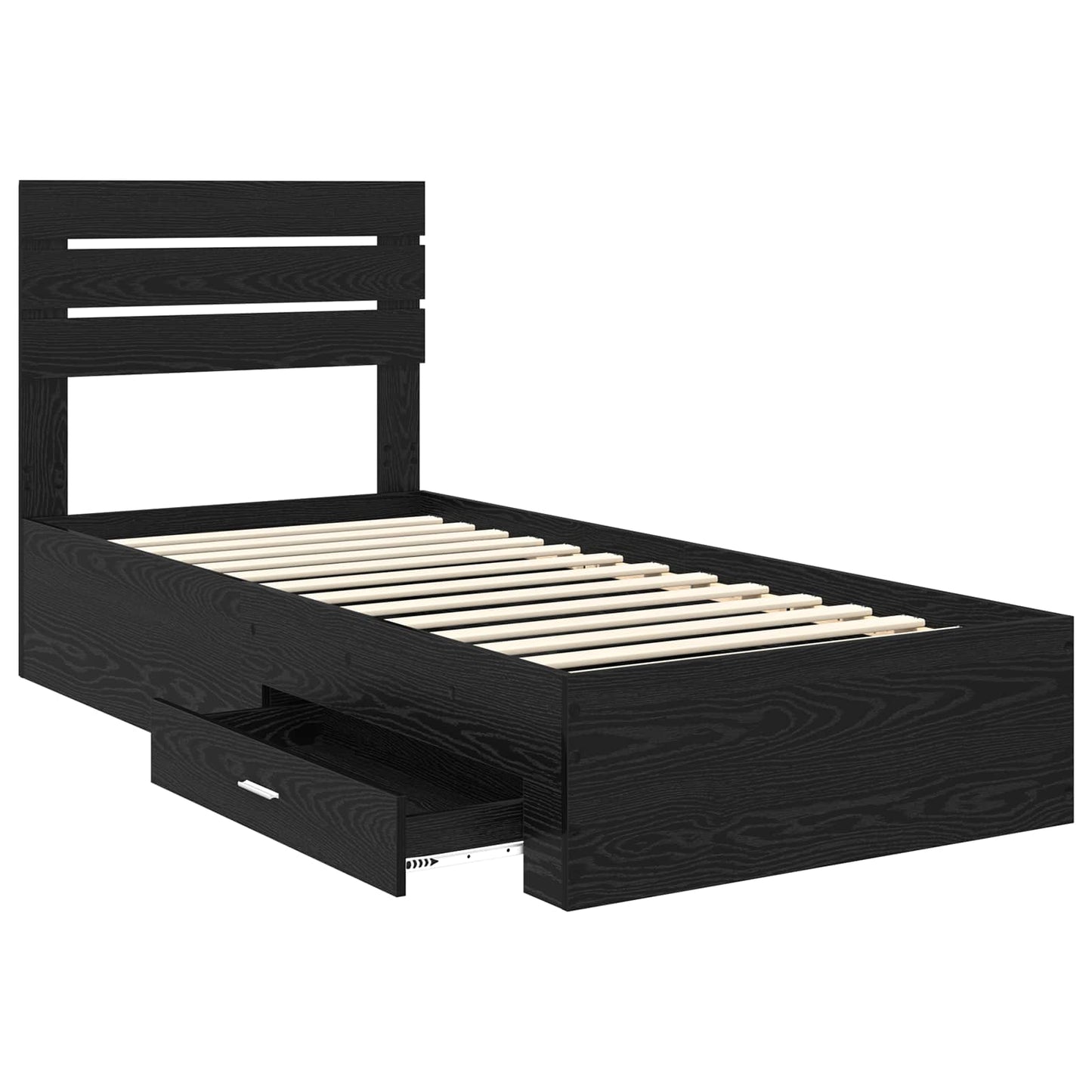 Bed Frame with Headboard Black Oak 90 x 200 cm Engineered Wood