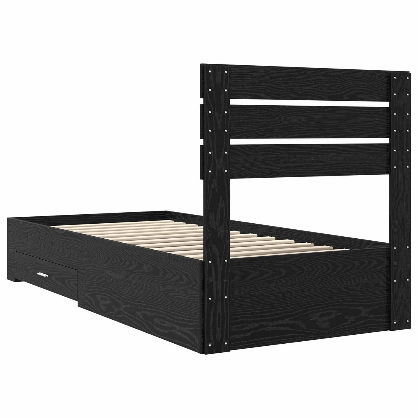 Bed Frame with Headboard Black Oak 90 x 200 cm Engineered Wood