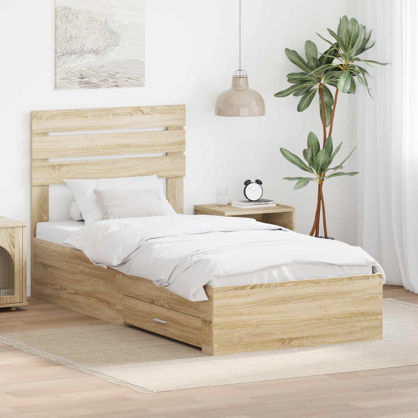 Bed Frame with Headboard Sonoma Oak 90 x 190 cm Engineered Wood