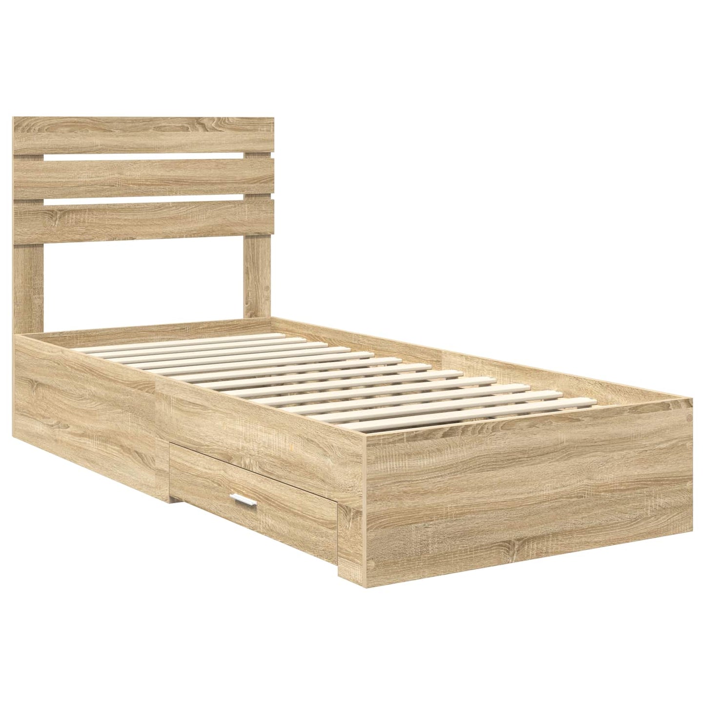 Bed Frame Sonoma Oak and Silver 75 x 190 cm Engineered Wood
