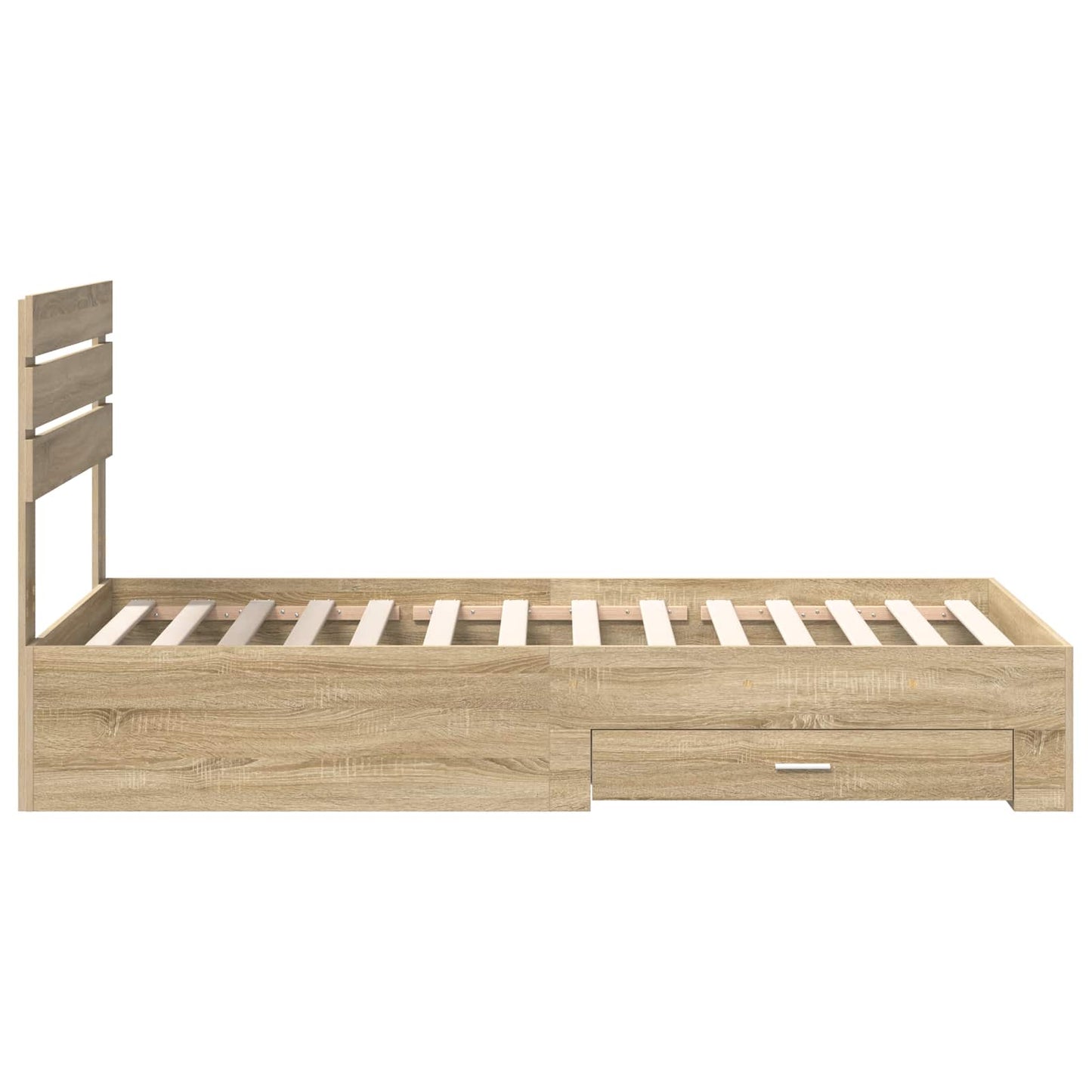 Bed Frame Sonoma Oak and Silver 75 x 190 cm Engineered Wood