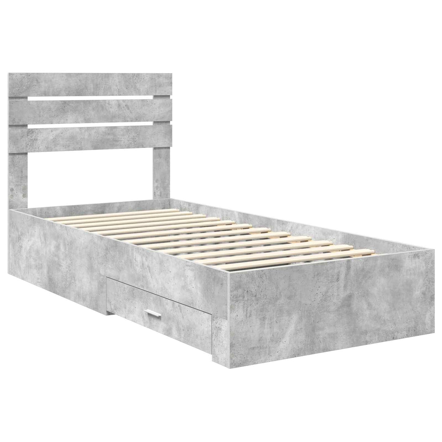 Bed Frame Concrete Grey and Silver 70 x 190 cm Engineered Wood