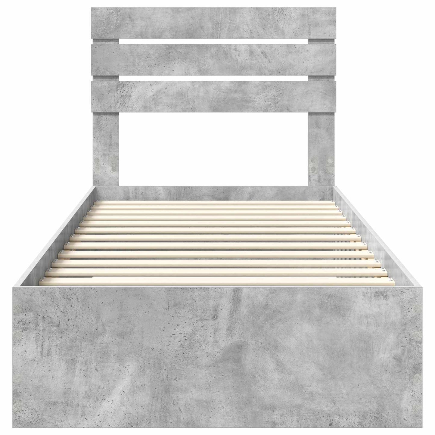 Bed Frame Concrete Grey and Silver 70 x 190 cm Engineered Wood