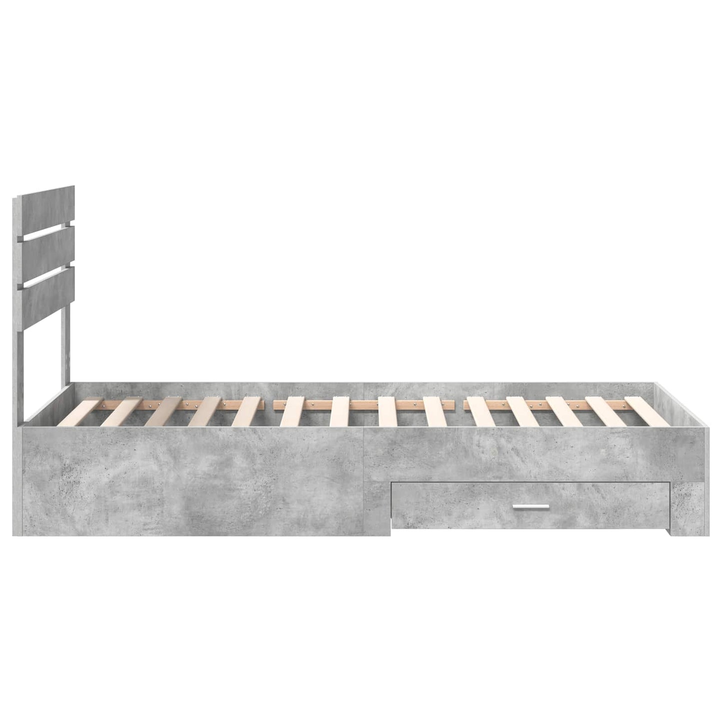Bed Frame Concrete Grey and Silver 70 x 190 cm Engineered Wood