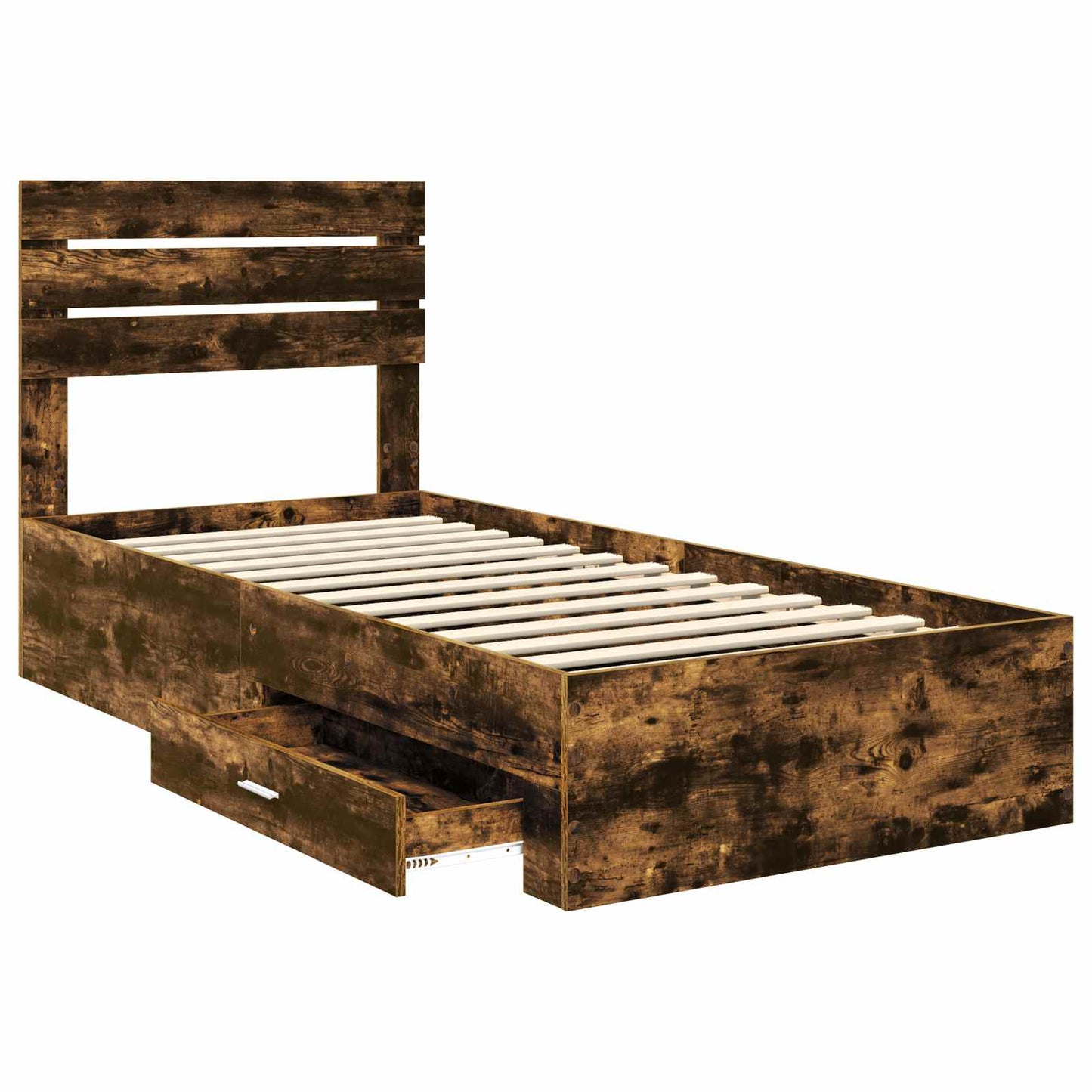 Bed Frame Smoked Oak and Silver 75 x 190 cm Engineered Wood
