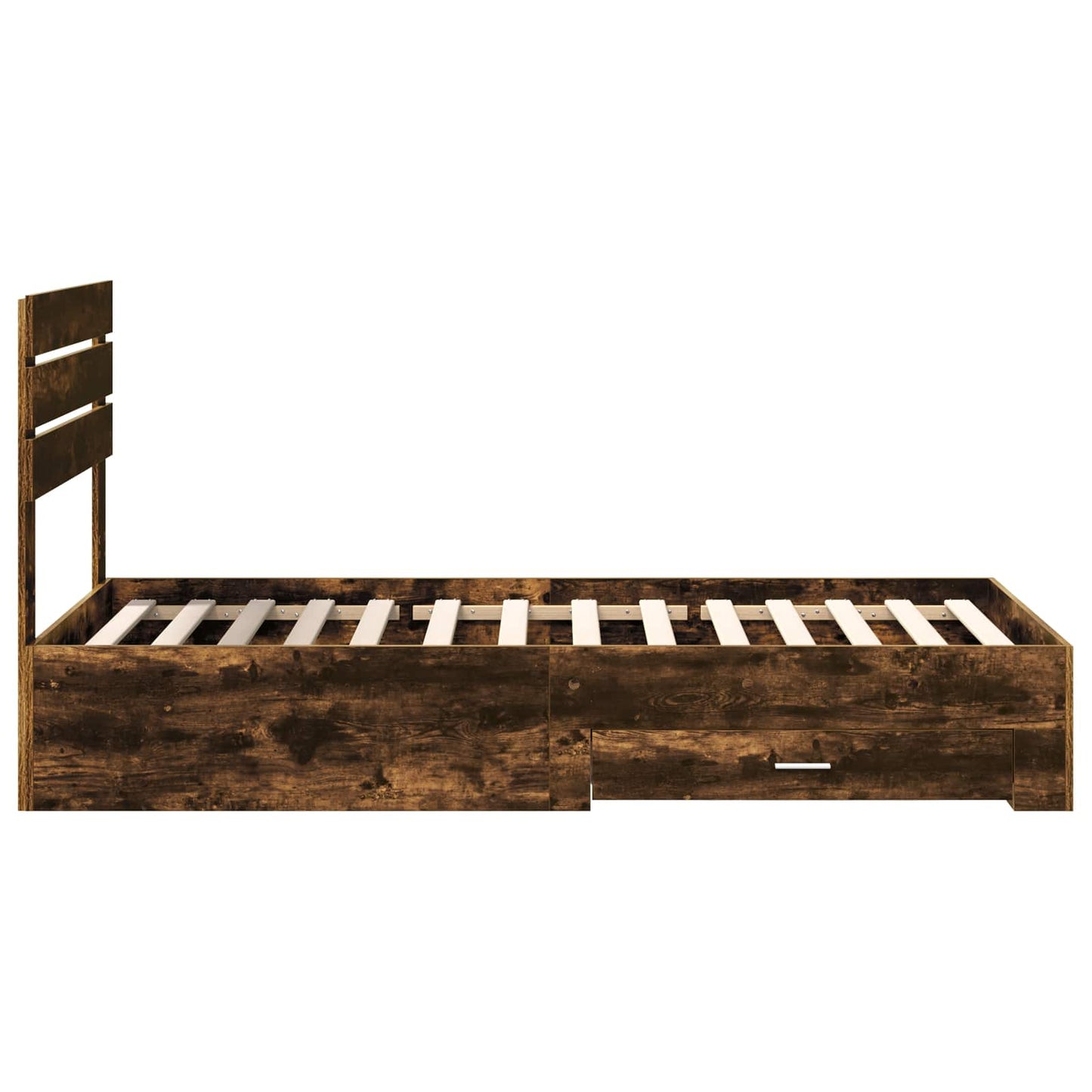Bed Frame Smoked Oak and Silver 75 x 190 cm Engineered Wood