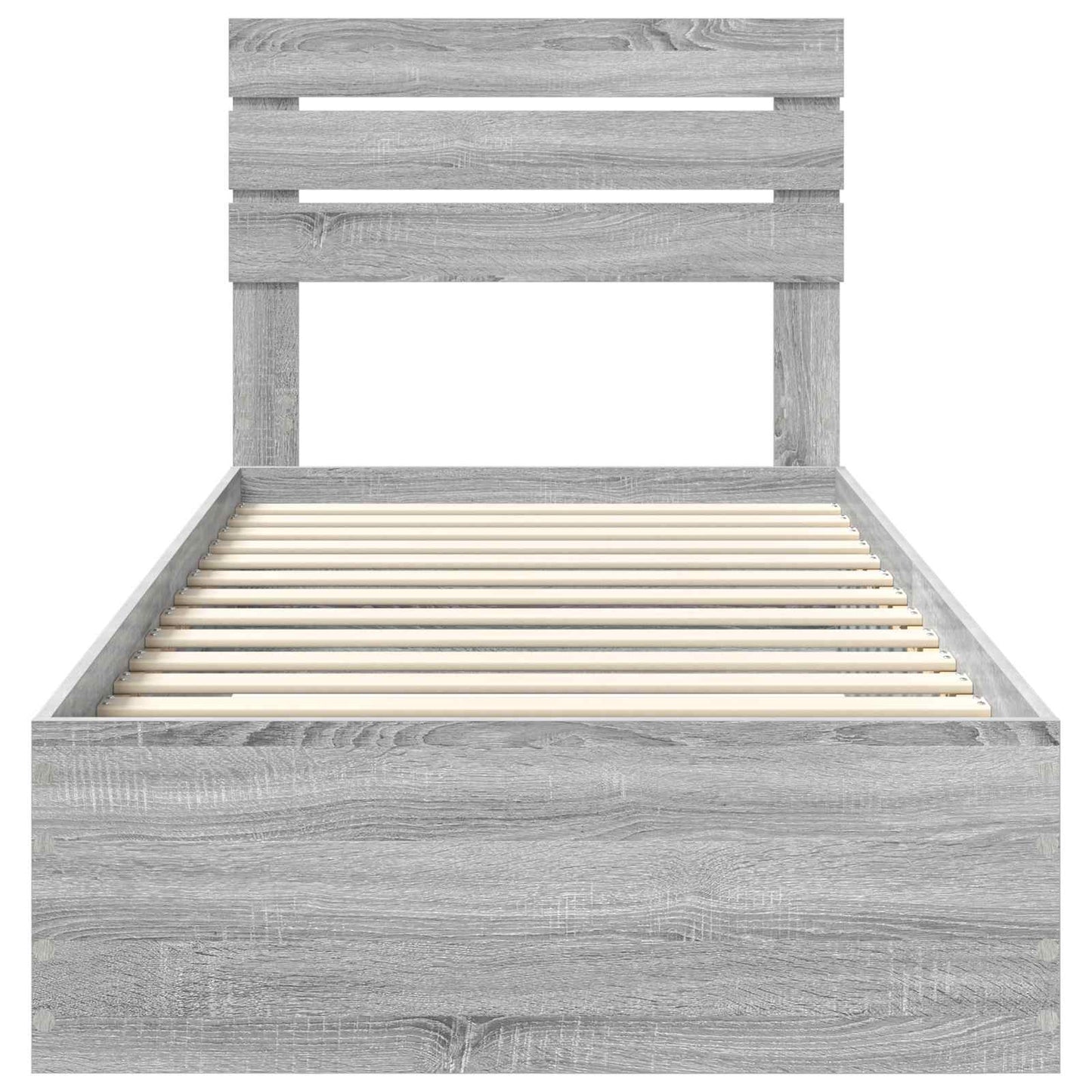 Bed Frame Grey Sonoma and Silver 75 x 190 cm Engineered Wood