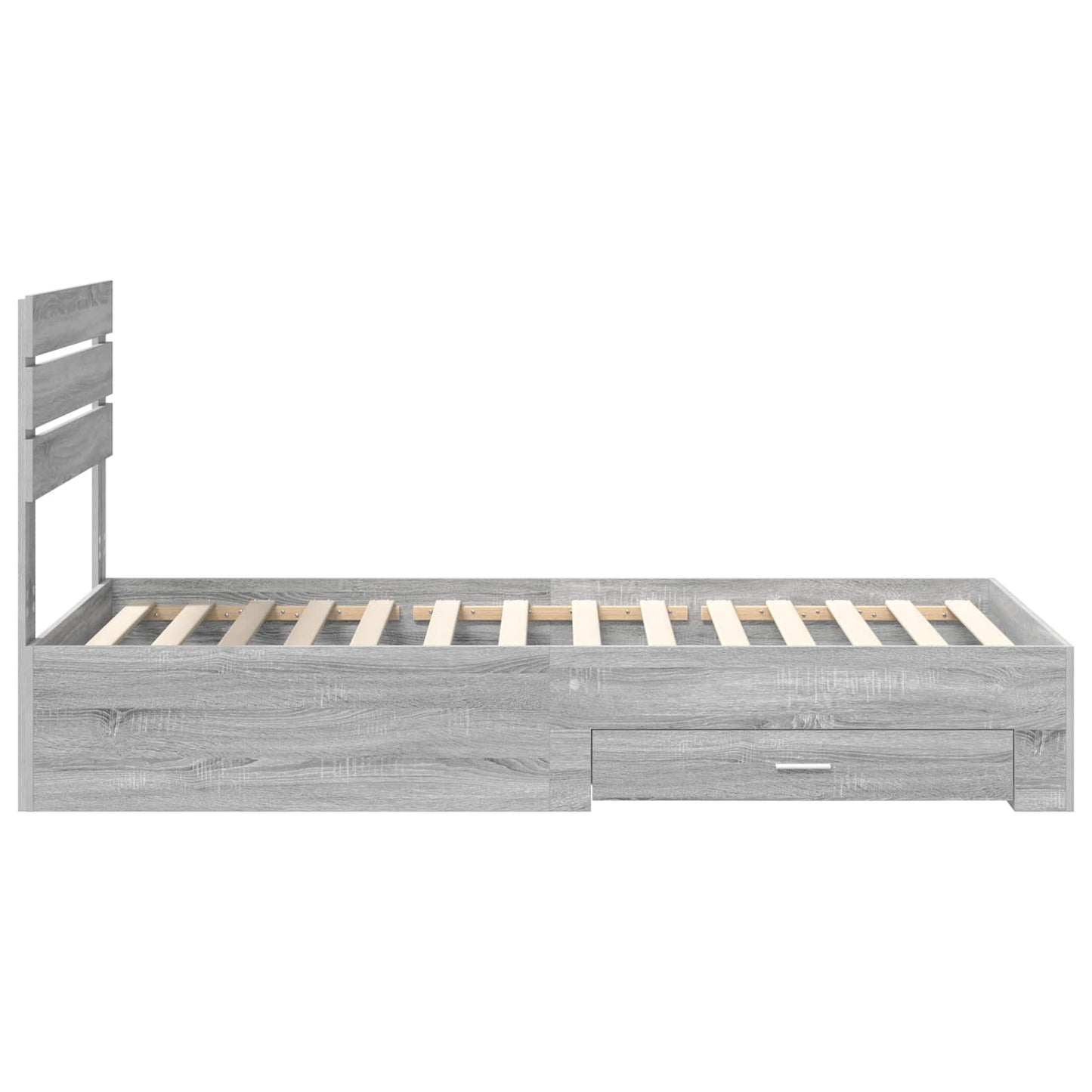 Bed Frame Grey Sonoma and Silver 75 x 190 cm Engineered Wood