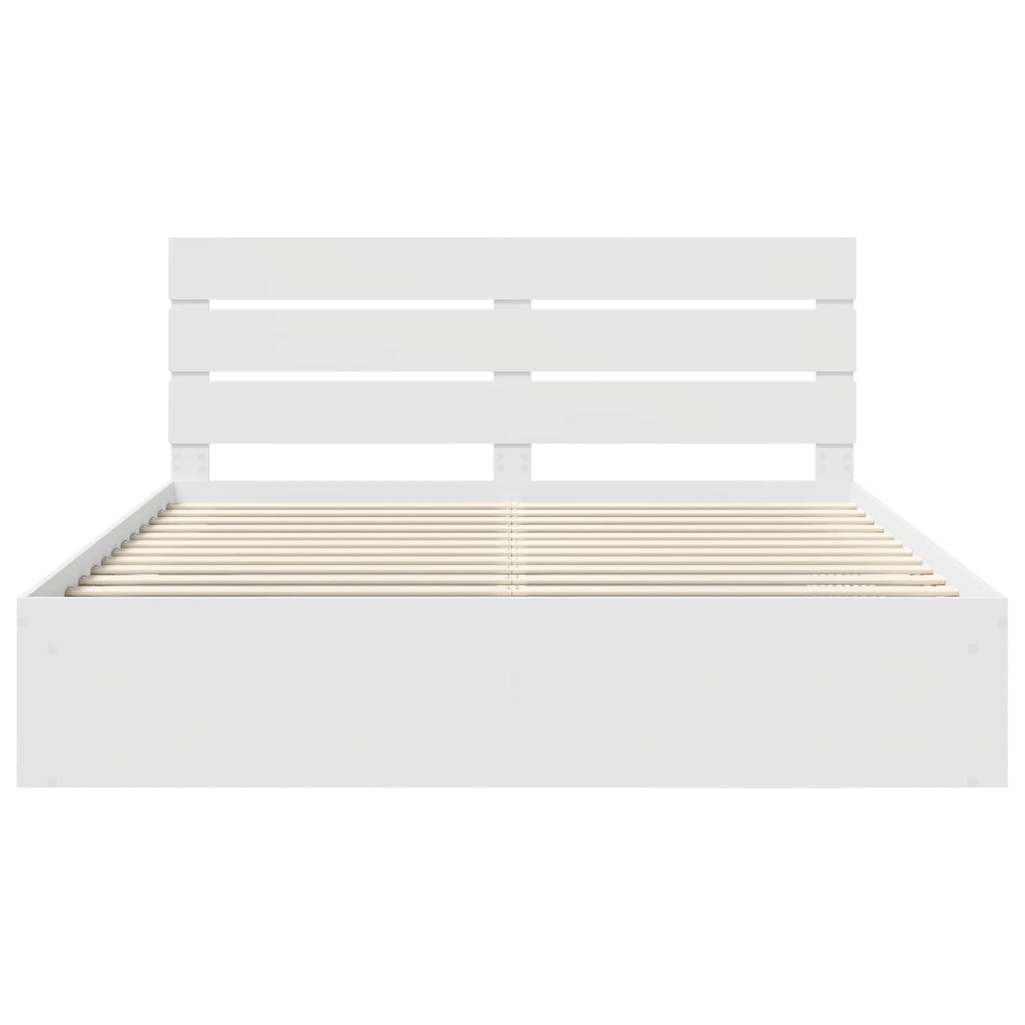 Bed Frame with Headboard White 200 x 200 cm Solid Pine Wood