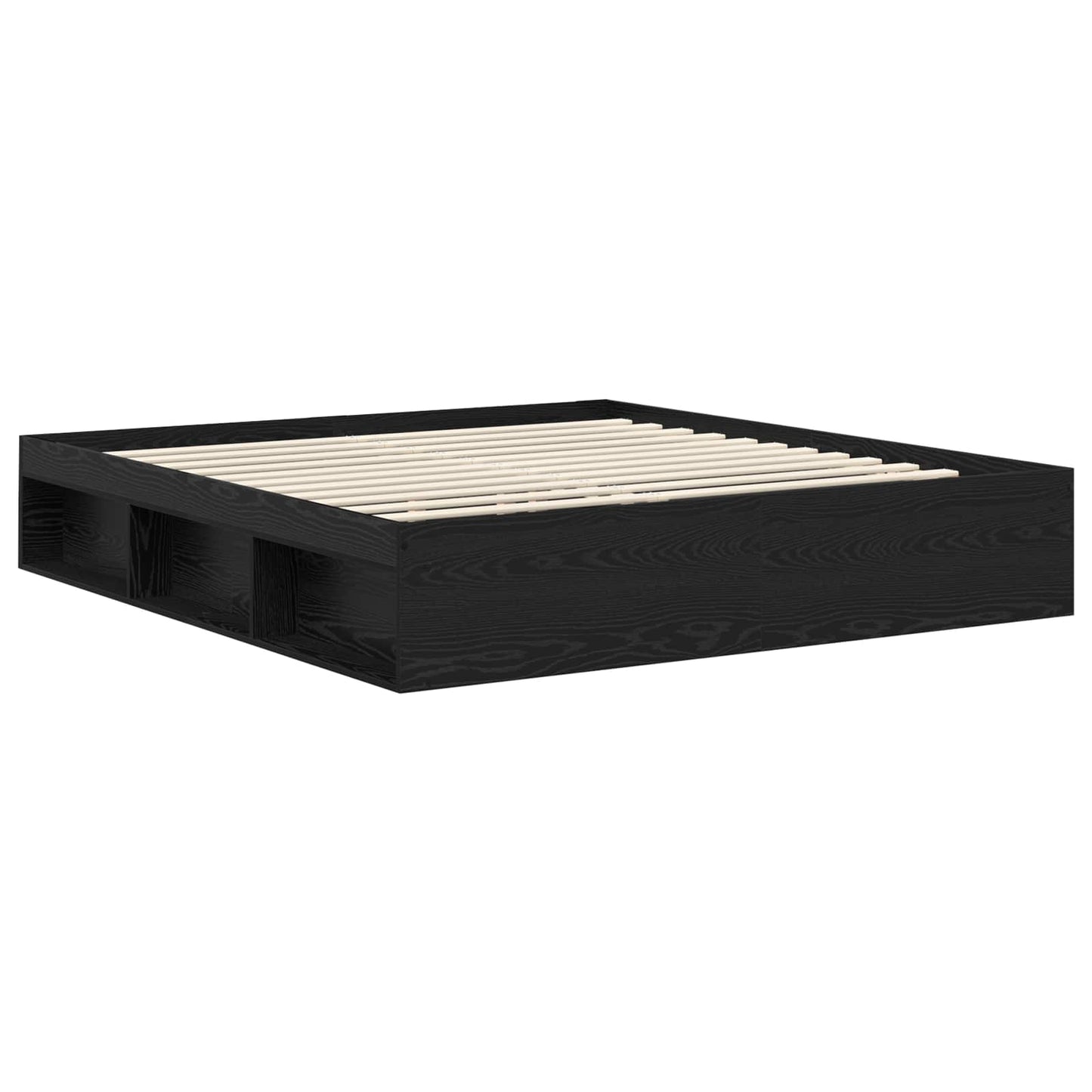 Bed Frame with Headboard Black 200 x 200 cm Solid Pine Wood