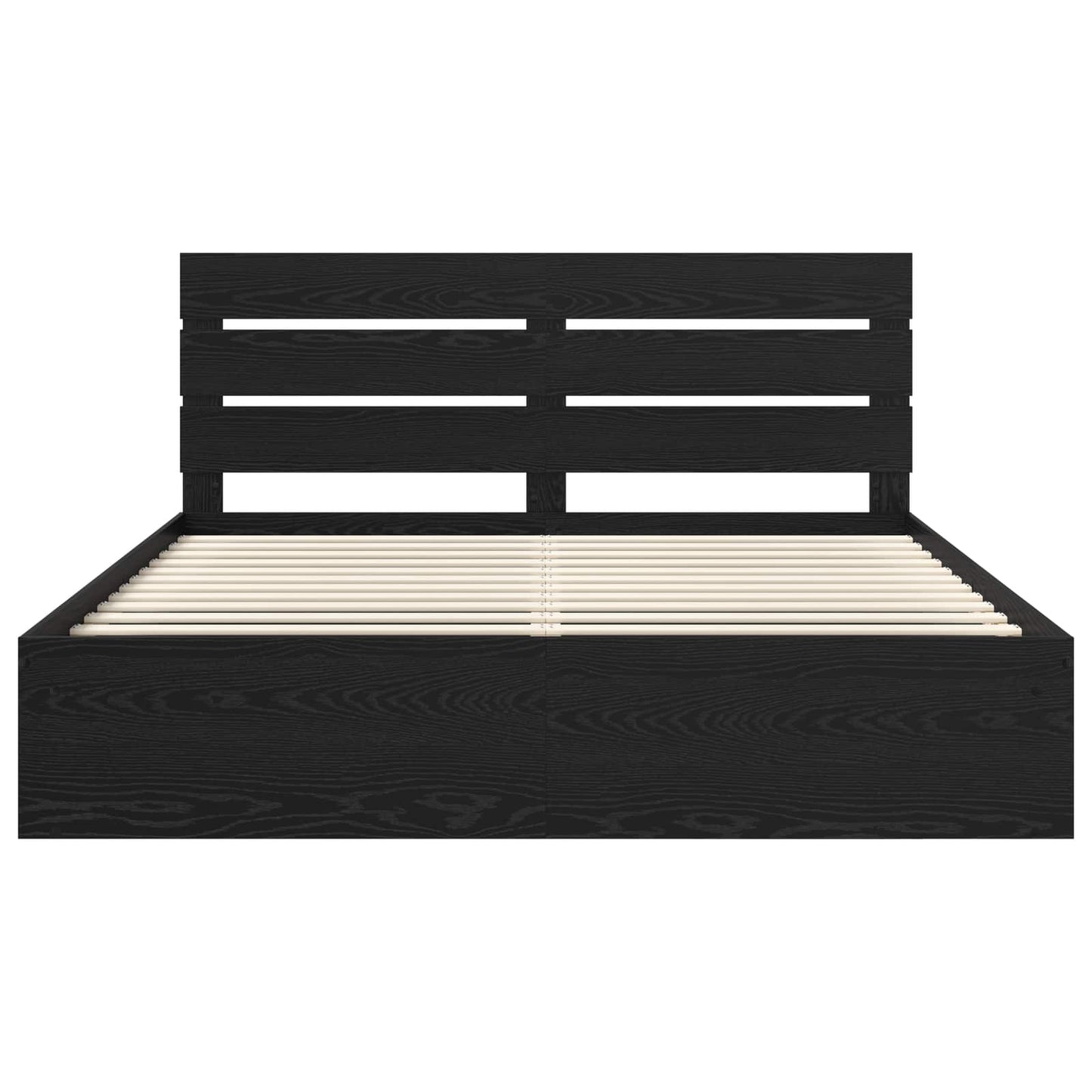 Bed Frame with Headboard Black 200 x 200 cm Solid Pine Wood