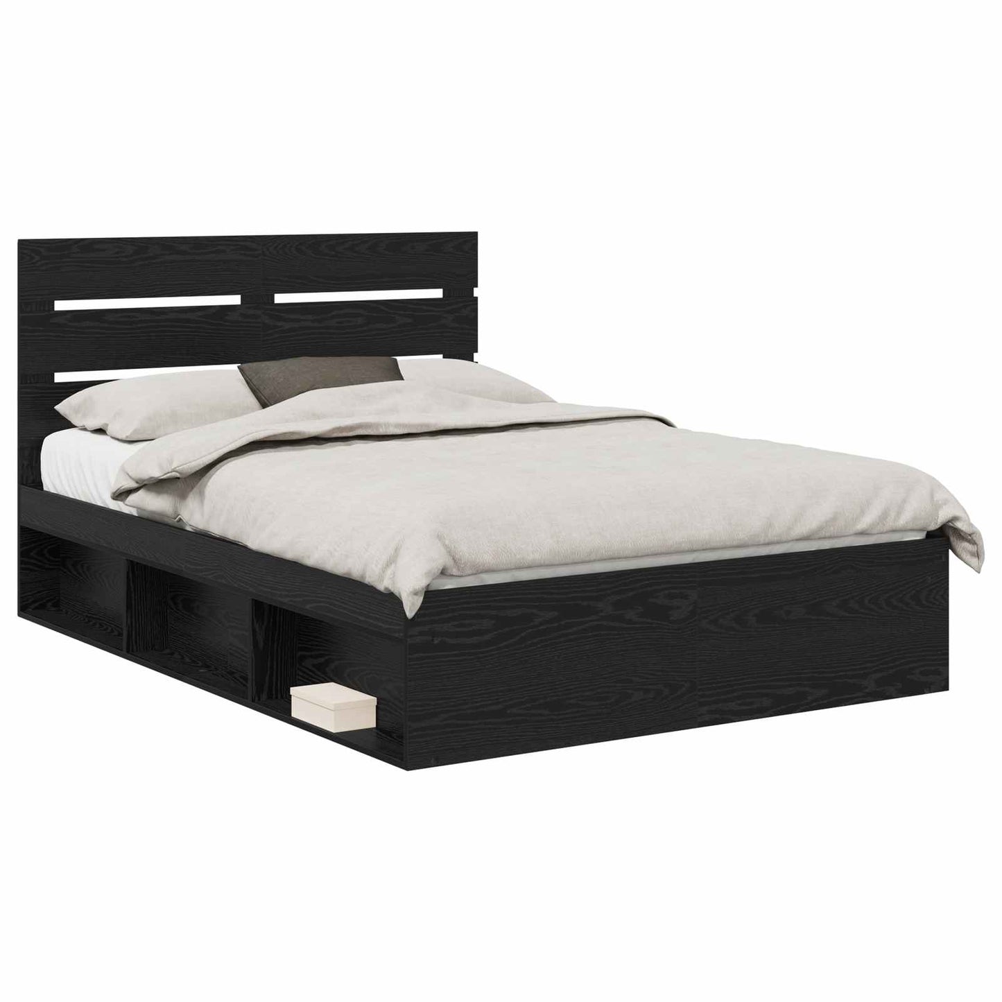 Bed Frame with Headboard Black 160 x 200 cm Solid Pine Wood