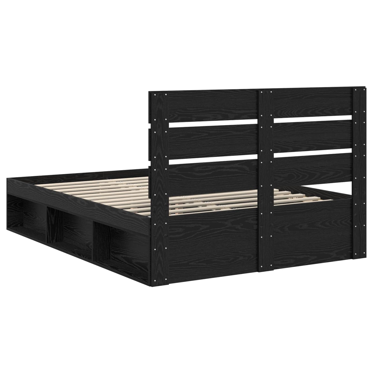 Bed Frame with Headboard Black 160 x 200 cm Solid Pine Wood
