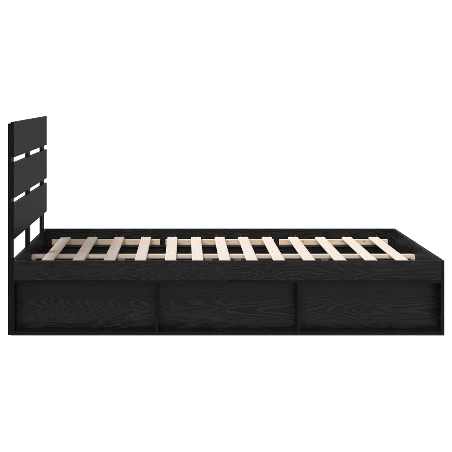 Bed Frame with Headboard Black 160 x 200 cm Solid Pine Wood