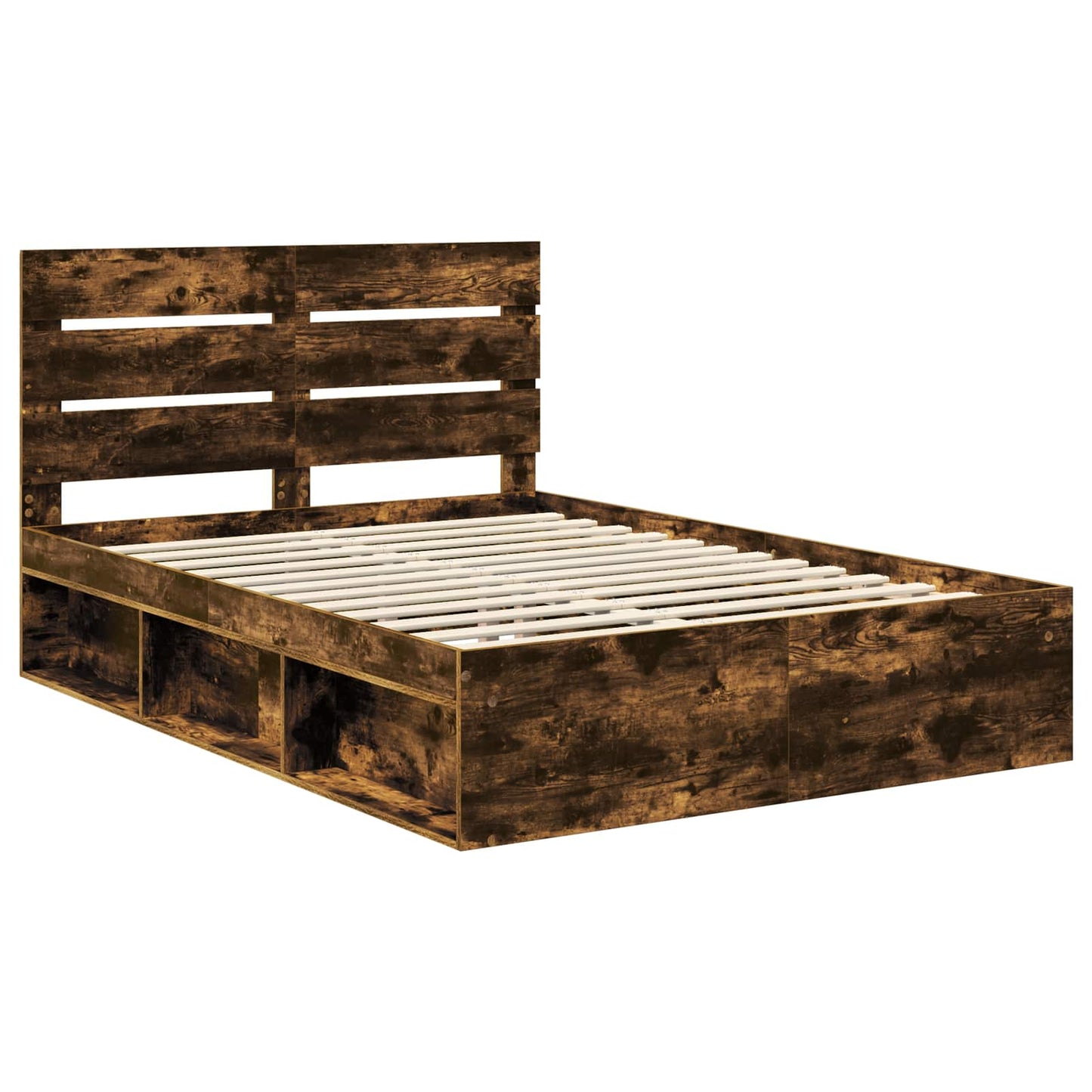 Bed Frame Smoked Oak 160 x 200 cm Solid Pine Wood