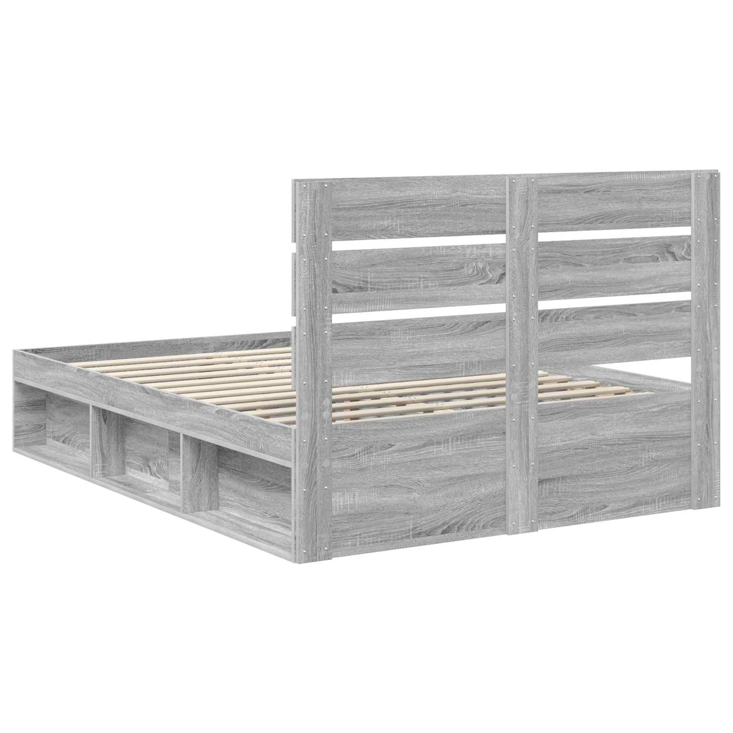 Bed Frame Grey Sonoma 160 x 200 cm Solid Pine Wood