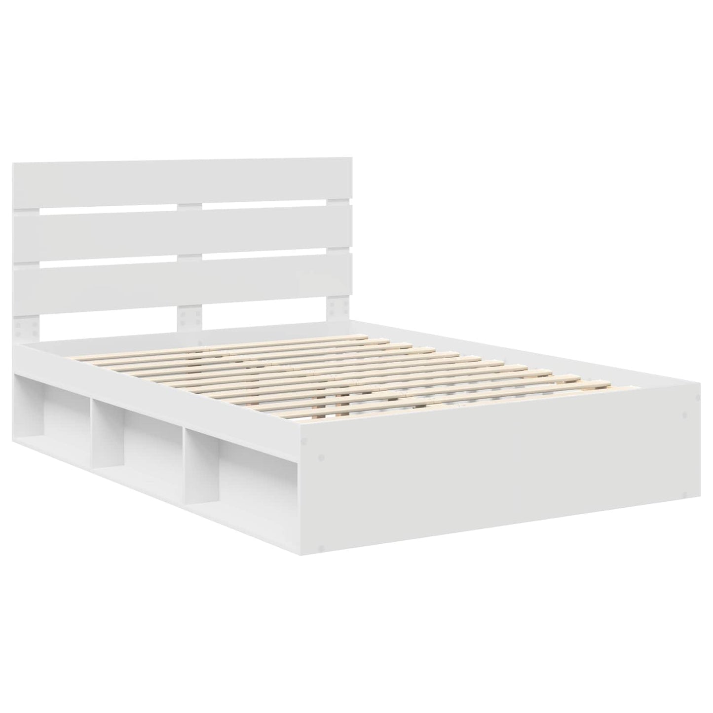 Bed Frame with Headboard White 150 x 200 cm Solid Pine Wood
