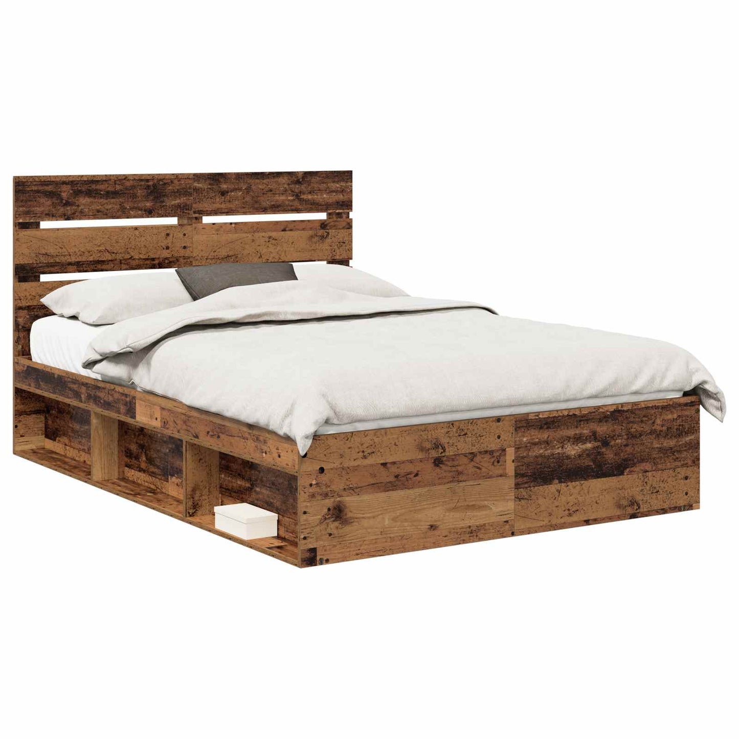 Bed Frame with Headboard Old Wood 150 x 200 cm Solid Pine Wood