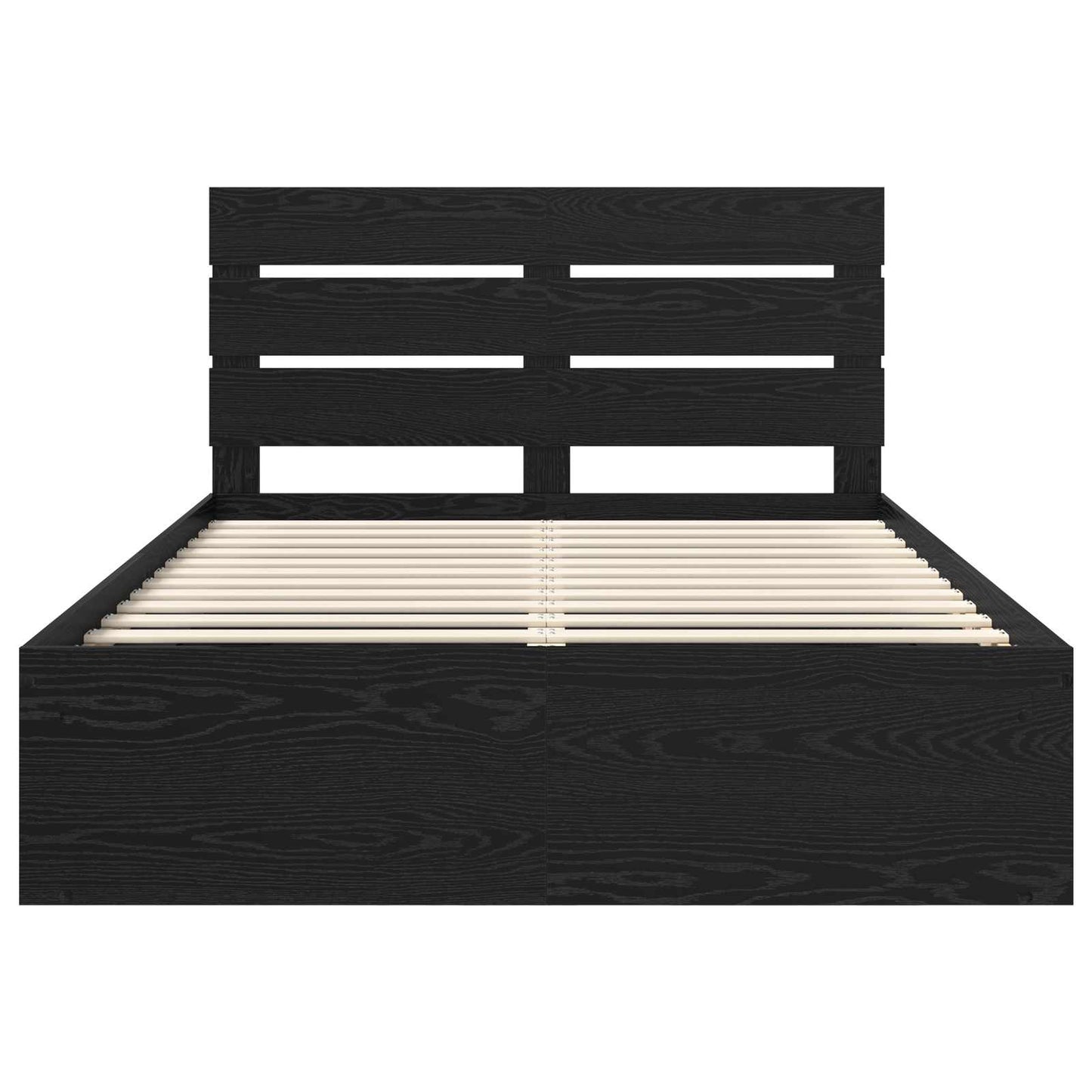 Bed Frame with Headboard Black 140 x 200 cm Solid Pine Wood