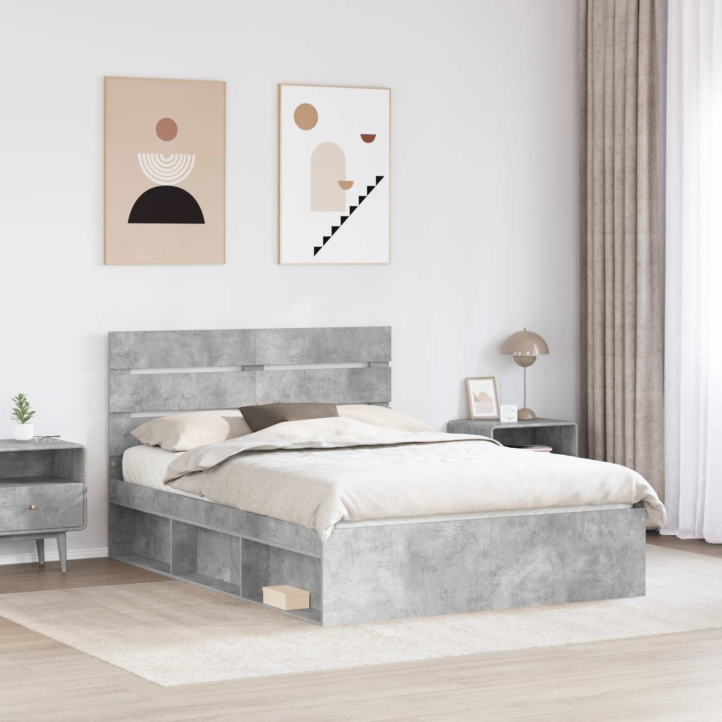 Bed Frame with Headboard Concerte 140 x 200 cm Solid Pine Wood