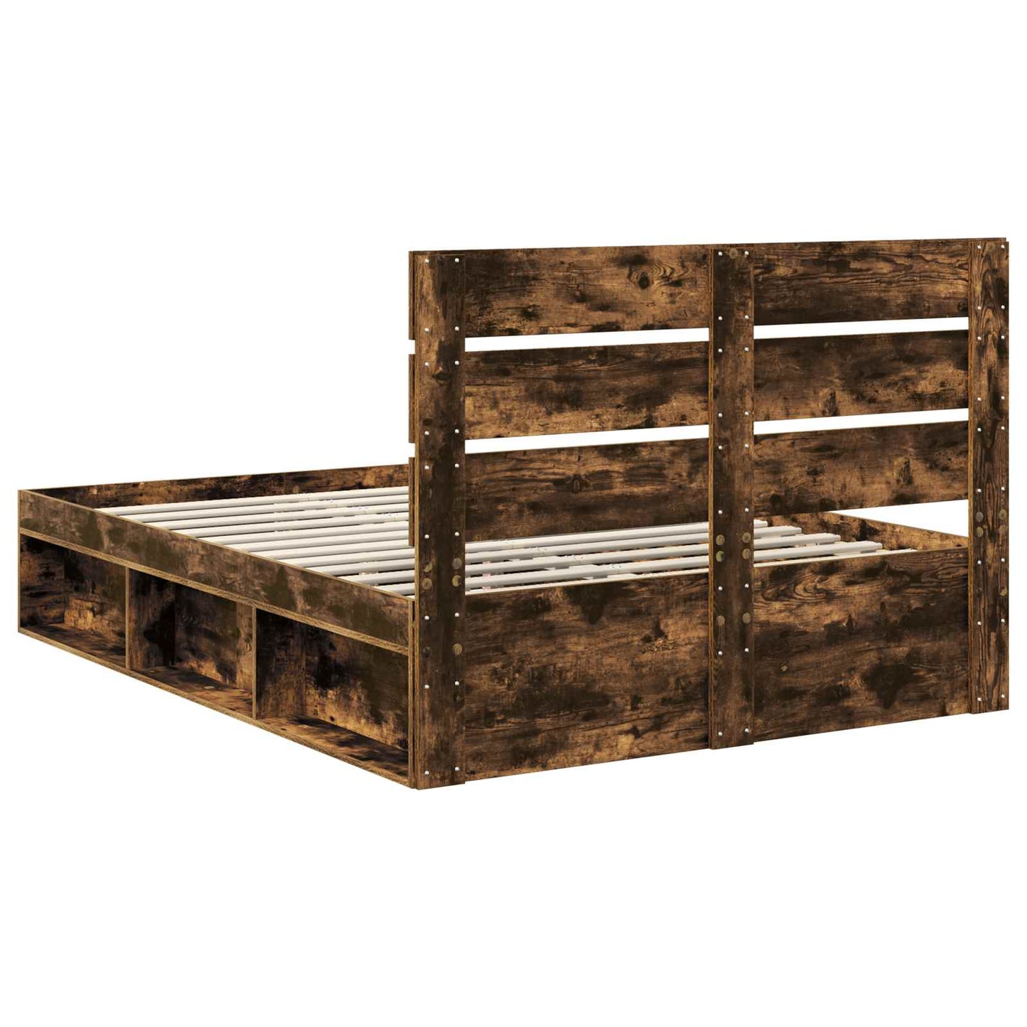 Bed Frame Smoked Oak 140 x 200 cm Solid Pine Wood