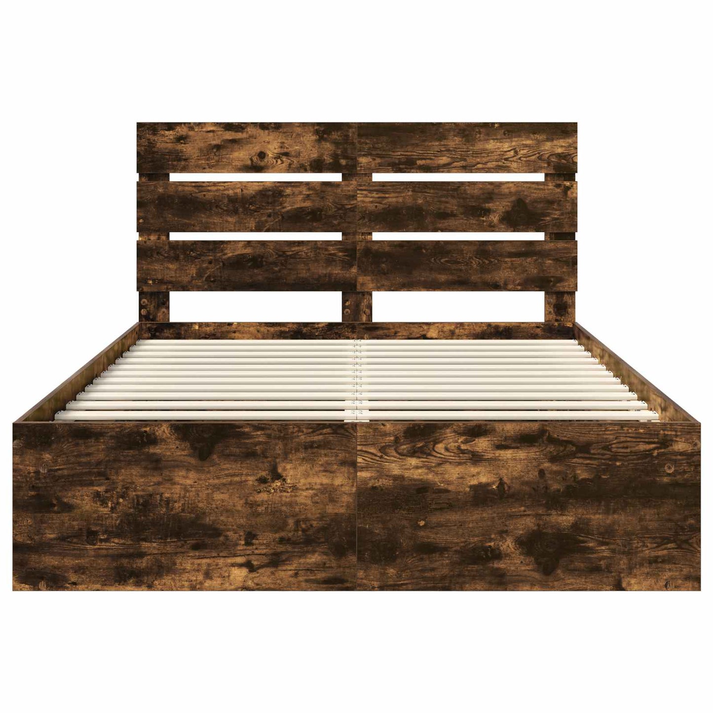 Bed Frame Smoked Oak 140 x 200 cm Solid Pine Wood