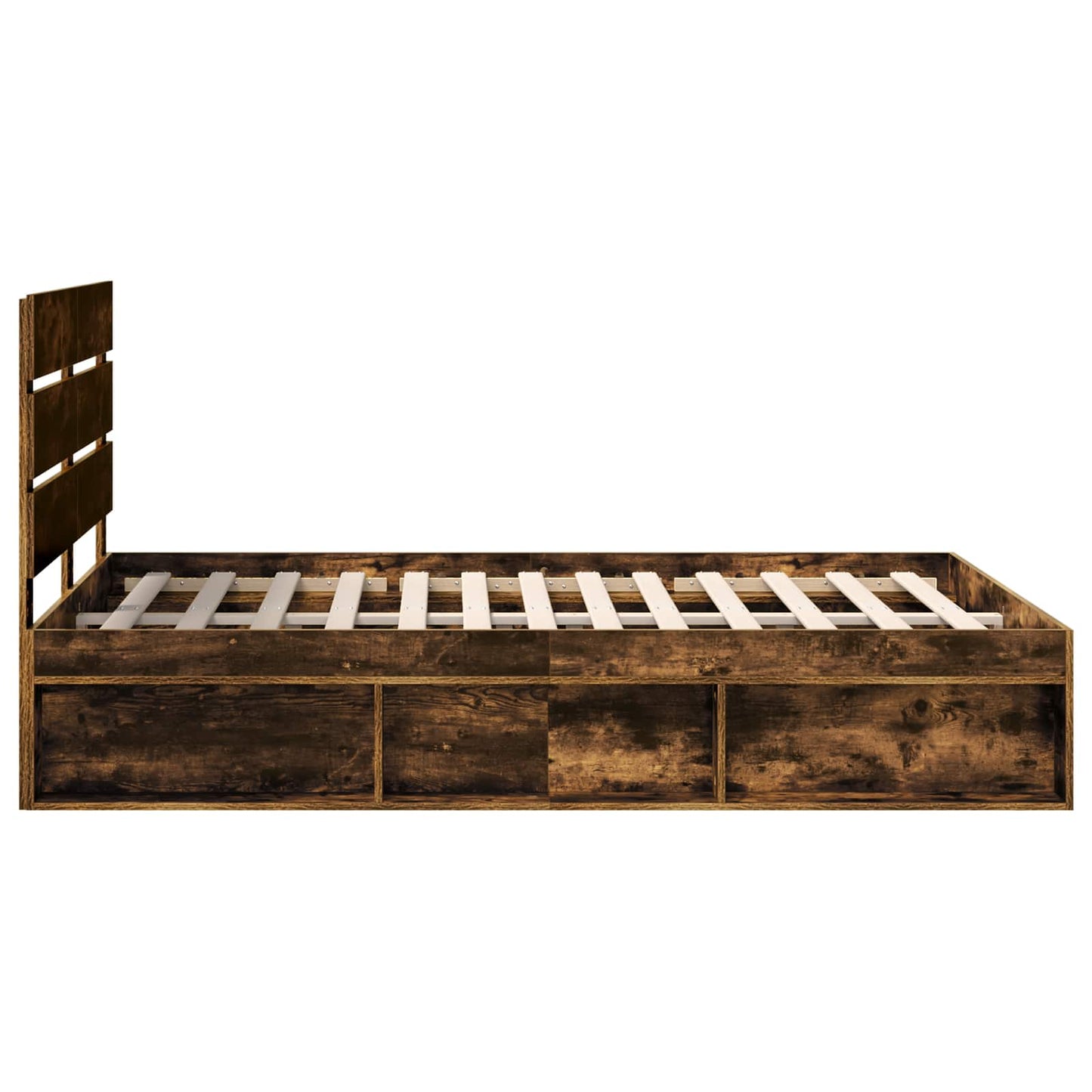 Bed Frame Smoked Oak 140 x 200 cm Solid Pine Wood