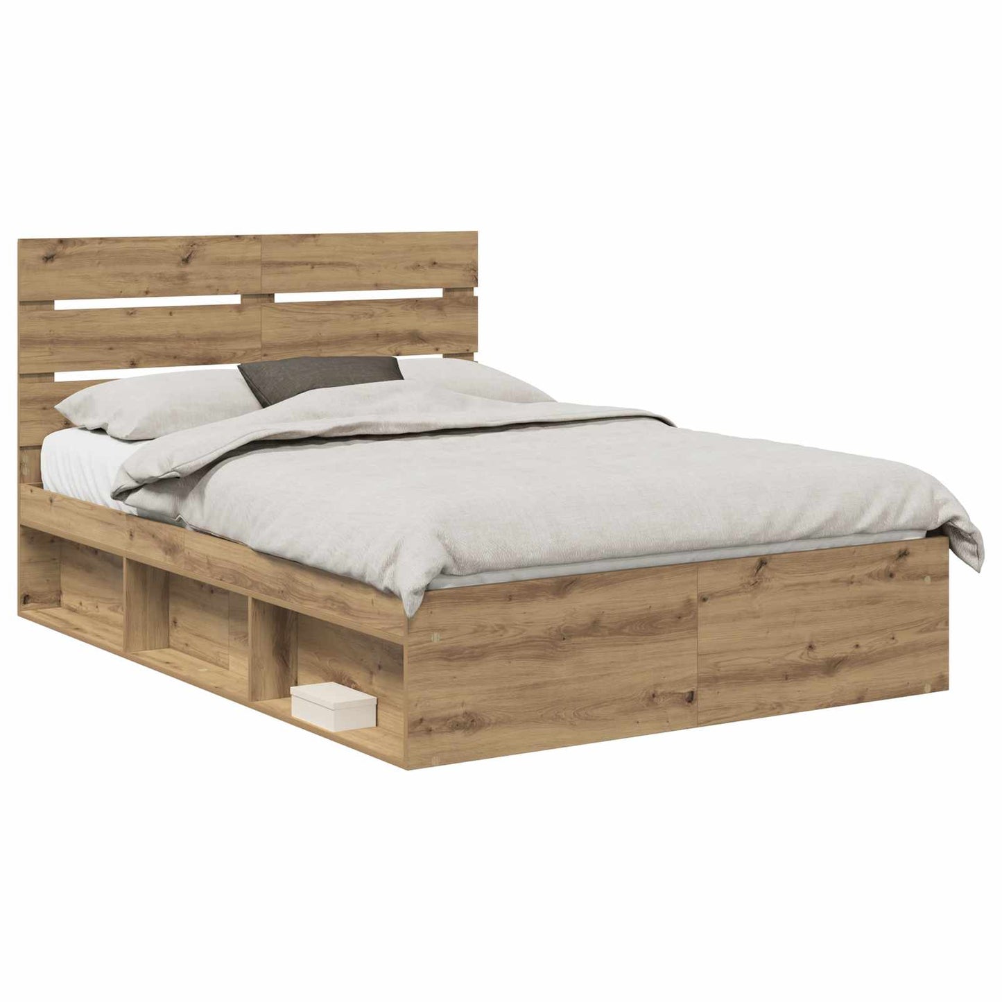 Bed Frame Artisian Oak 140 x 200 cm Solid Pine Wood