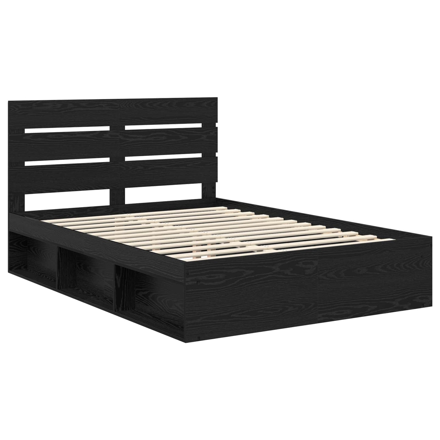 Bed Frame with Headboard Black 140 x 190 cm Solid Pine Wood